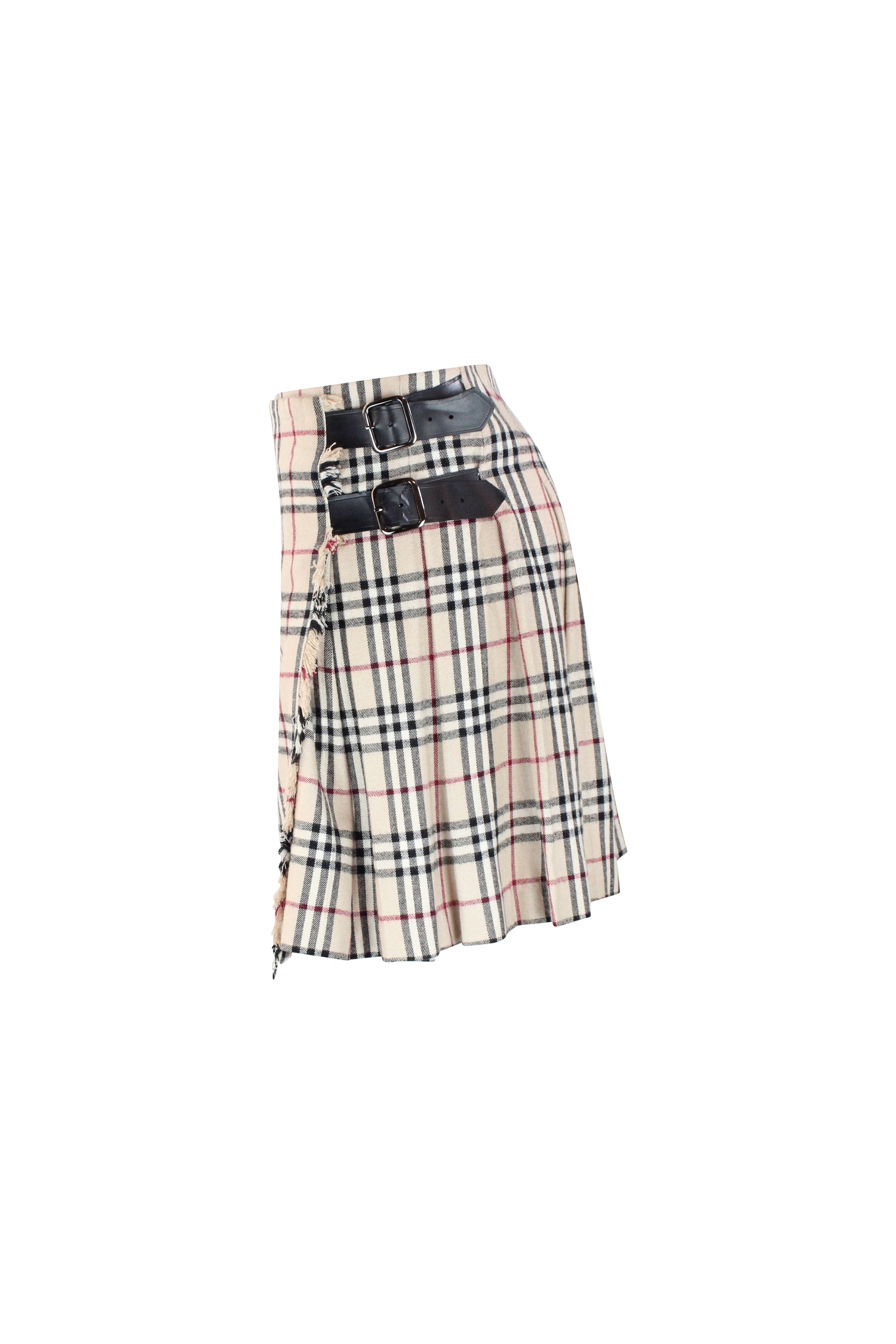 Wrap Wool Miniskirt in Iconic Check
