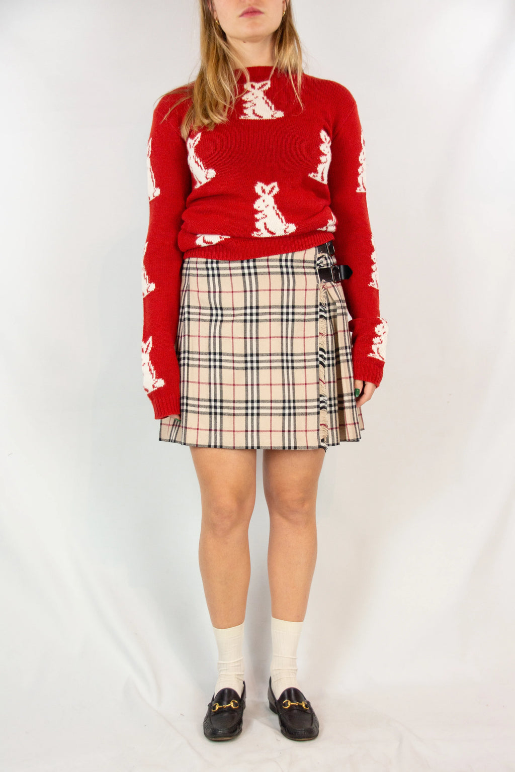 Wrap Wool Miniskirt in Iconic Check