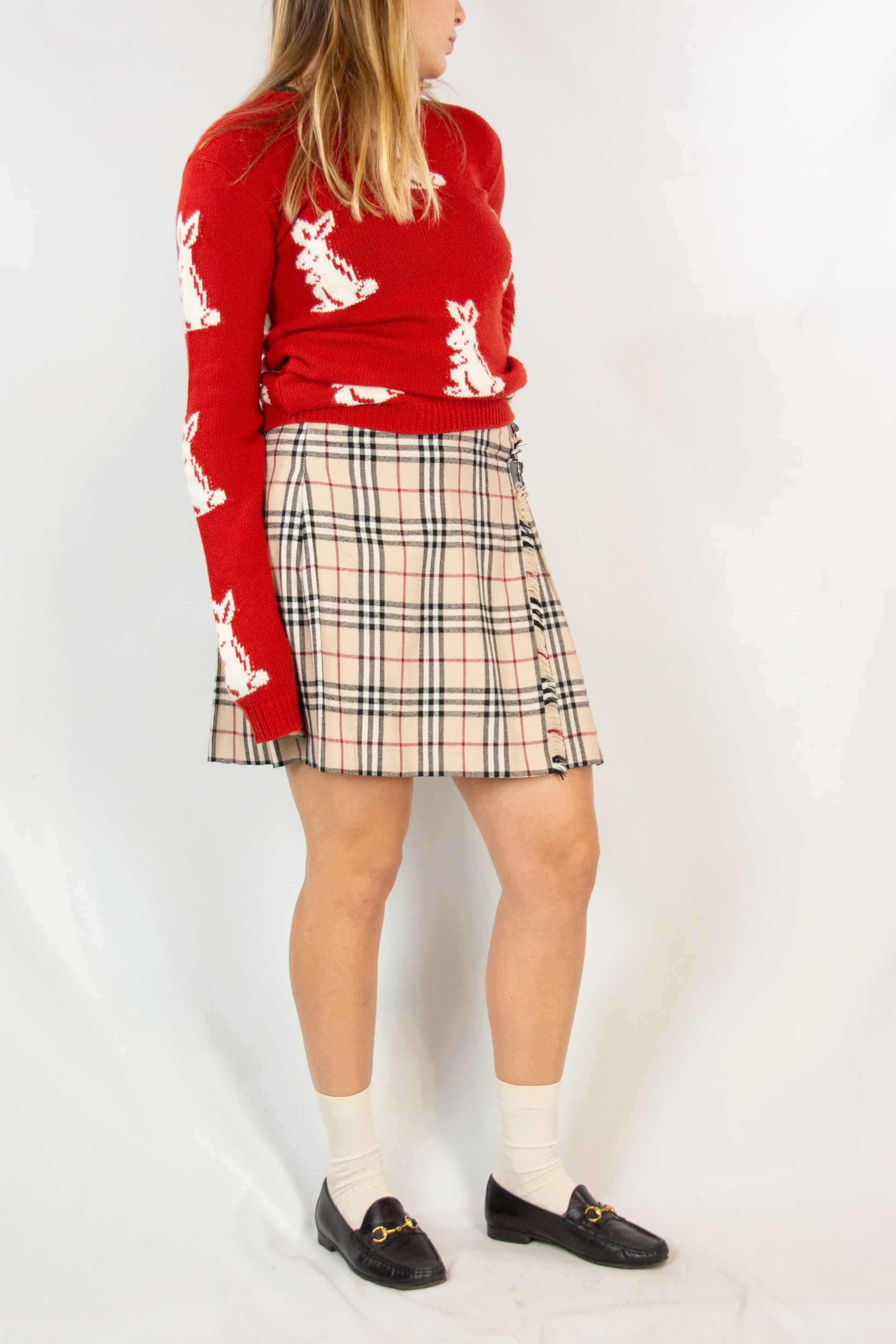 Wrap Wool Miniskirt in Iconic Check