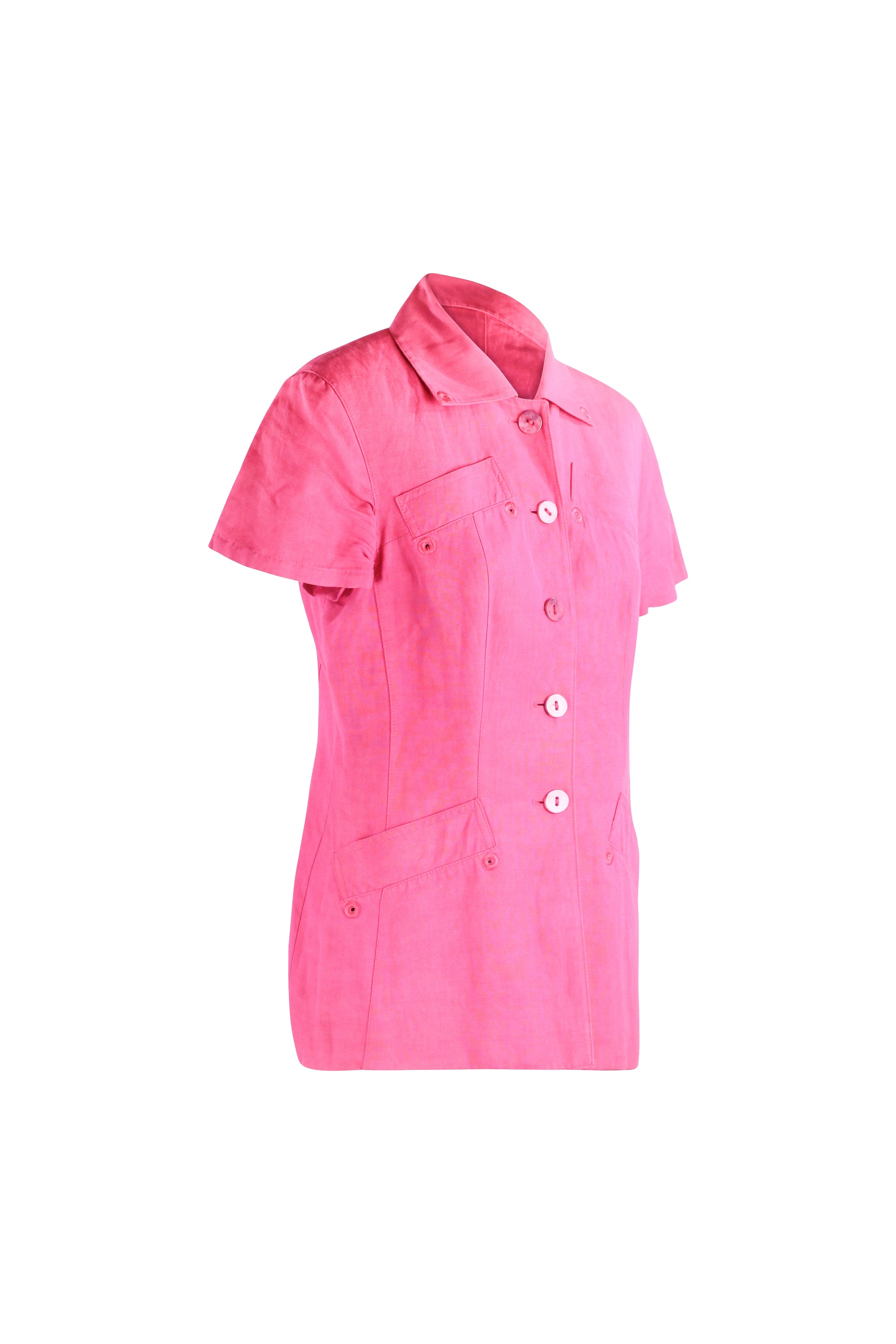 Fuchsia Linen-Cotton Safari Shirt