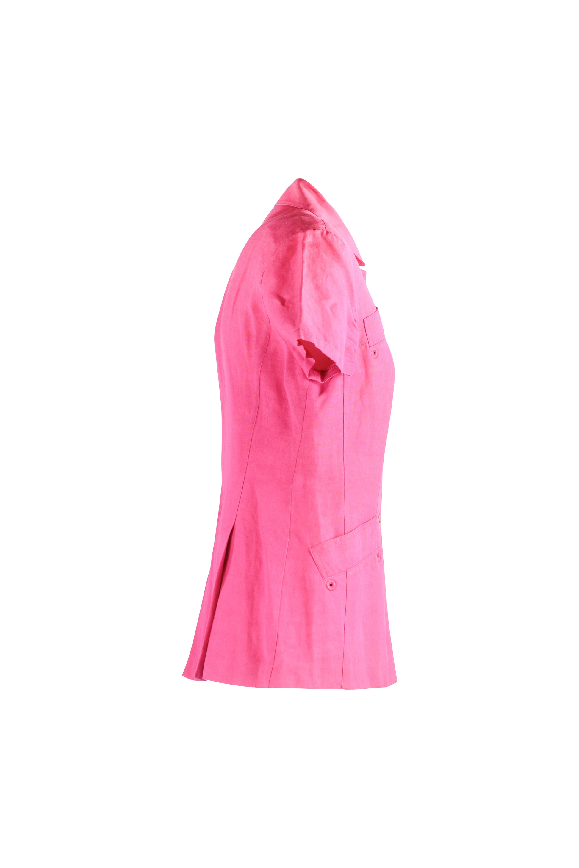 Fuchsia Linen-Cotton Safari Shirt