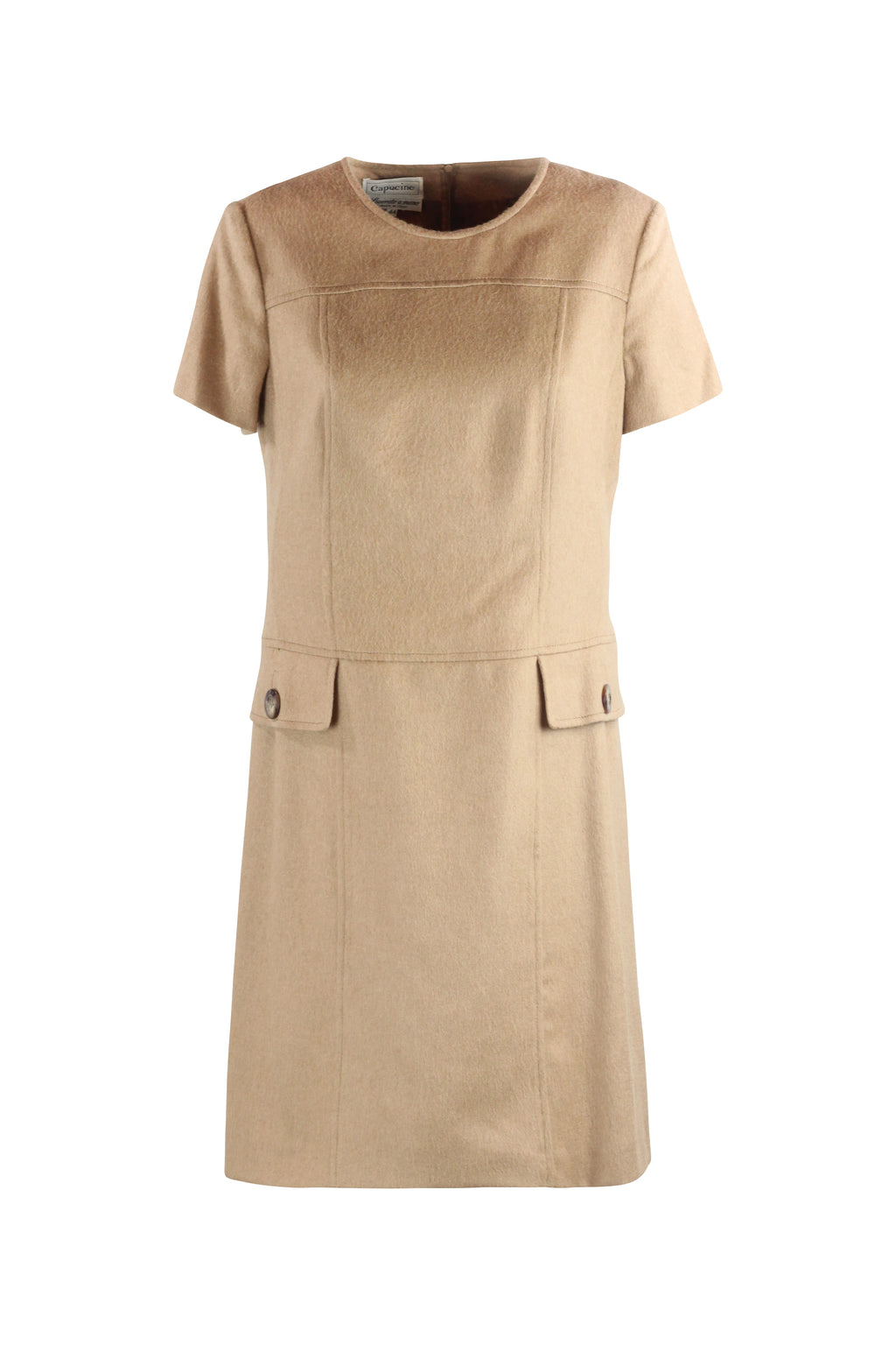 Beige Wool Sixties-Inspired Dress