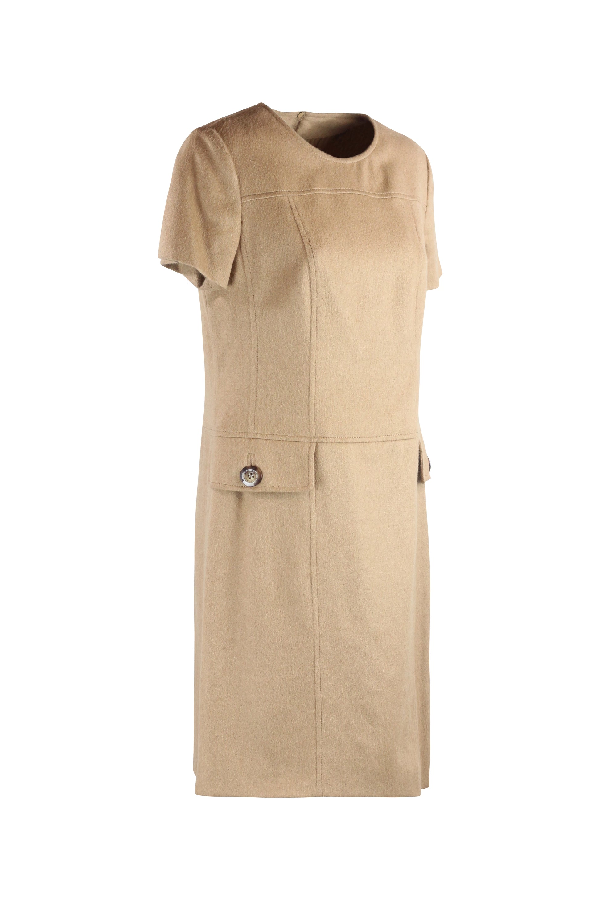 Beige Wool Sixties-Inspired Dress