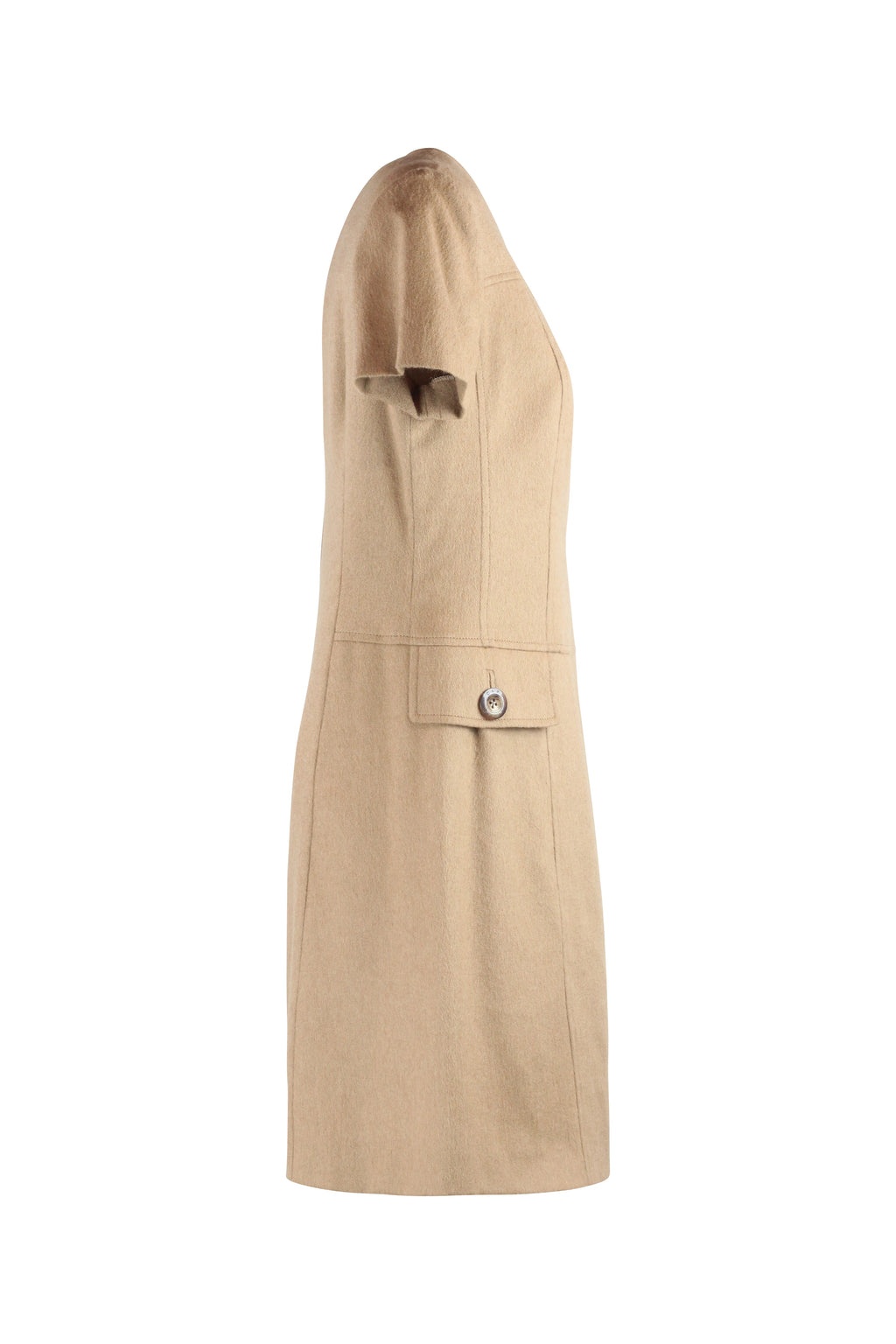 Beige Wool Sixties-Inspired Dress