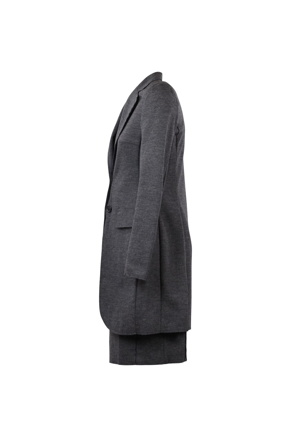 Charcoal Wool-Blend Dress & Blazer Coat Set