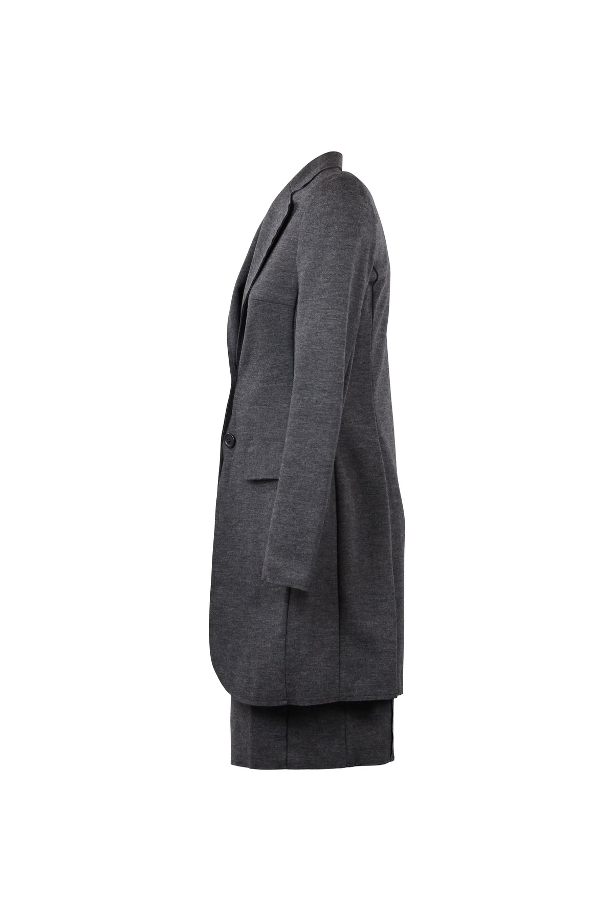 Charcoal Wool-Blend Dress & Blazer Coat Set