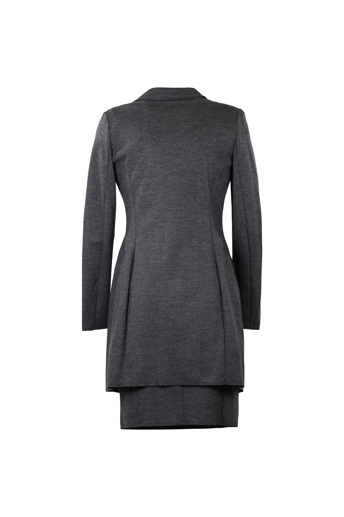 Charcoal Wool-Blend Dress & Blazer Coat Set