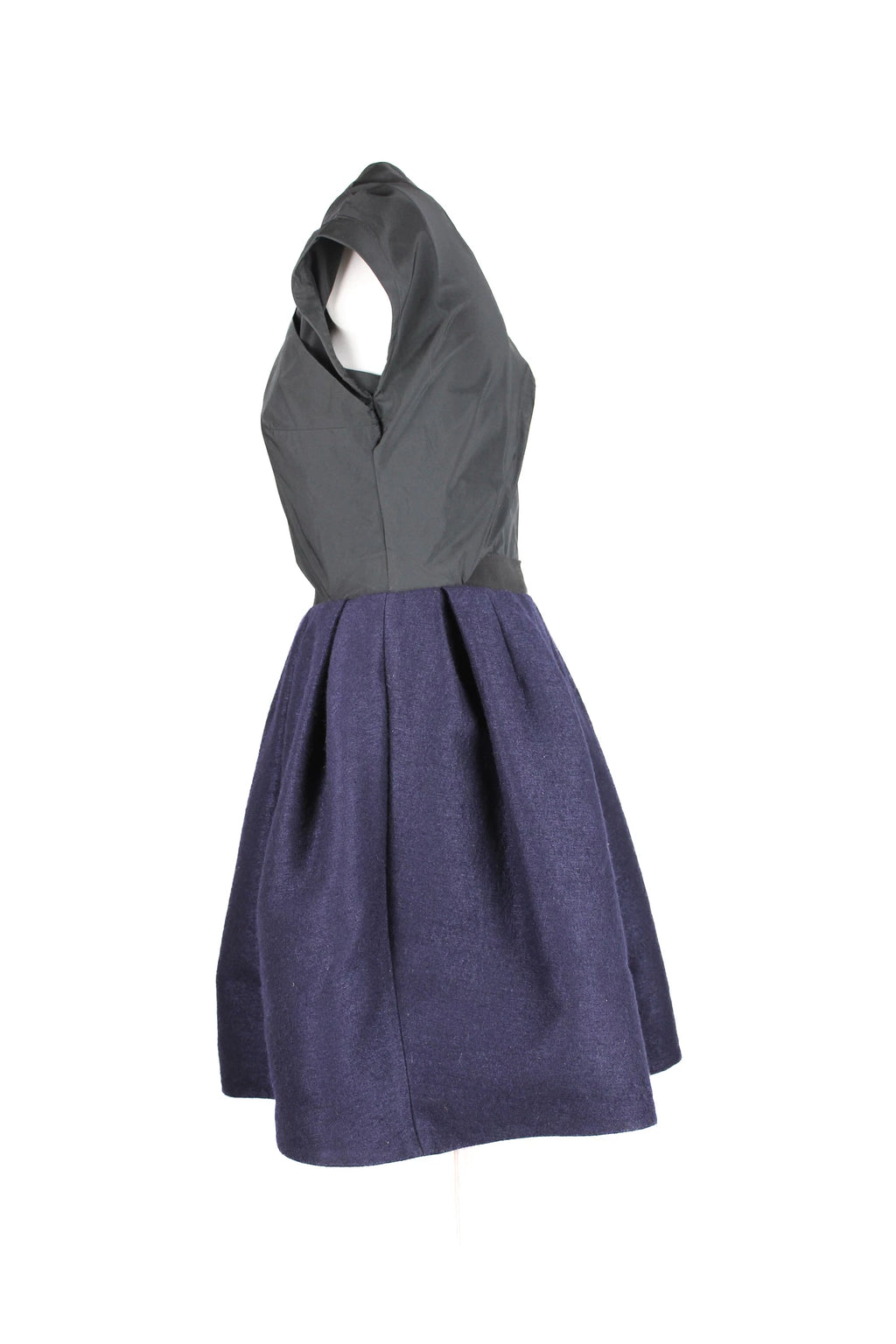 Black & Navy Crèpe Puffball Cocktail Dress