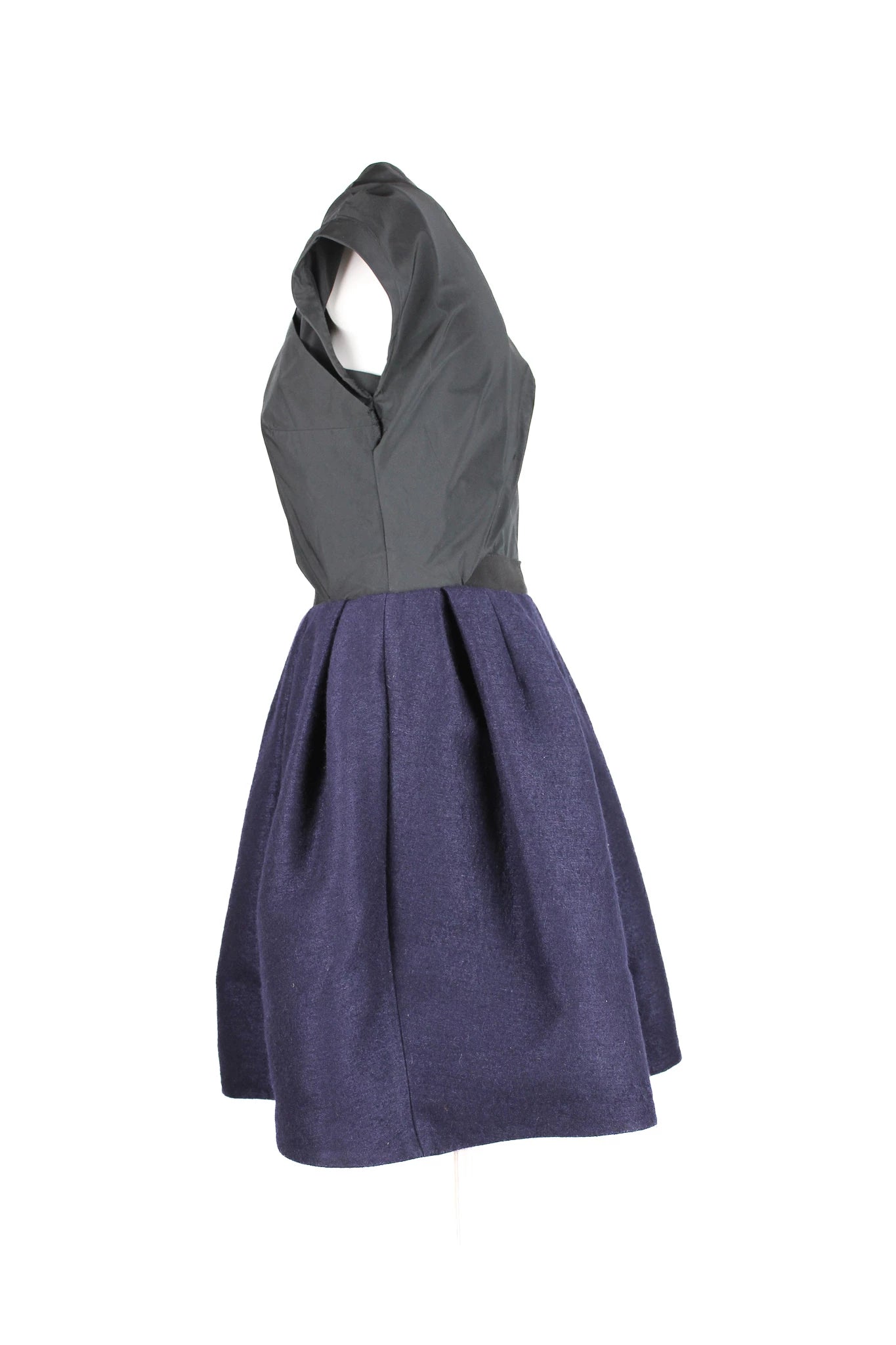 Black & Navy Crèpe Puffball Cocktail Dress