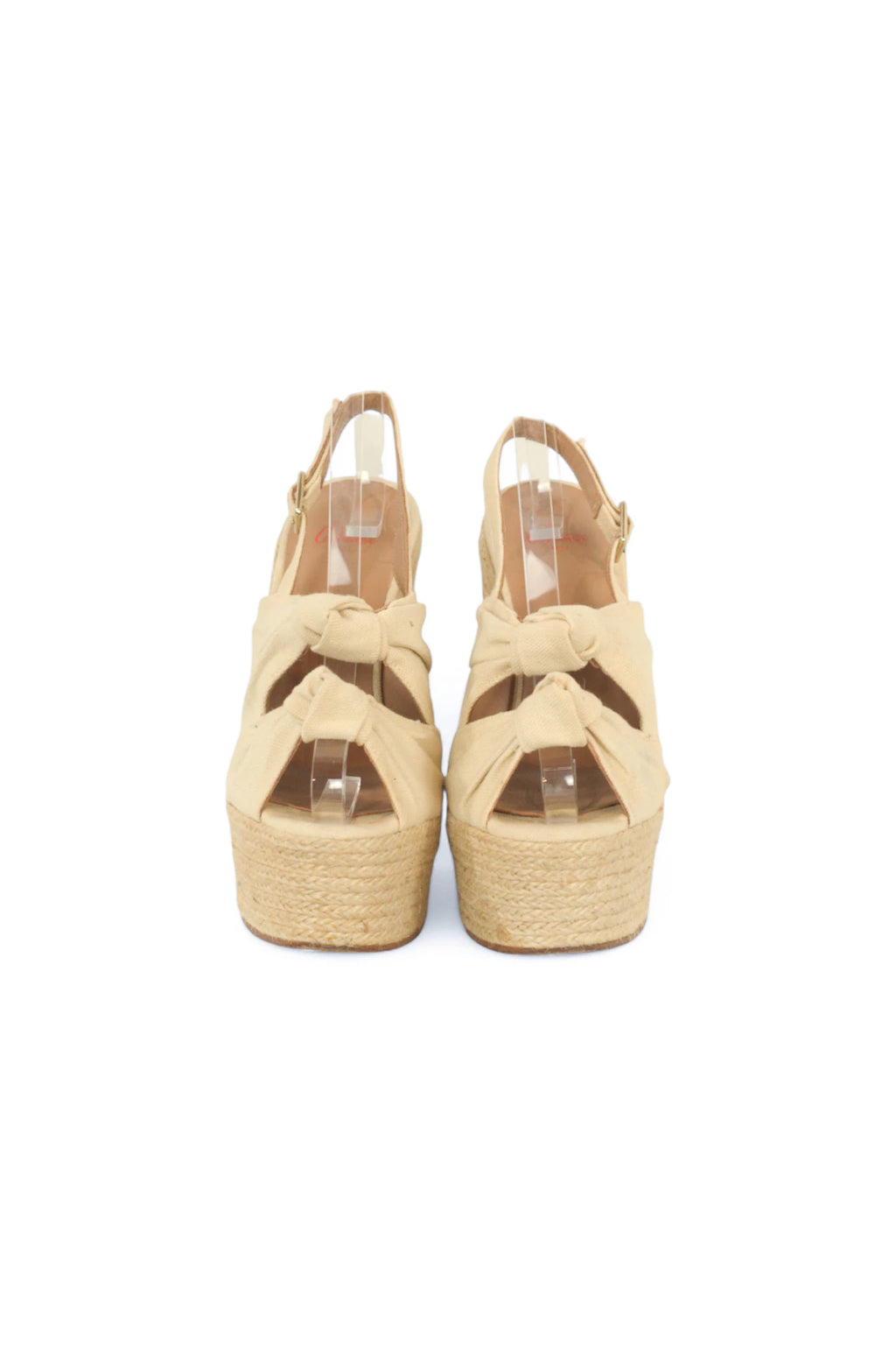 Cream Canvas Platform Espadrille Sandals