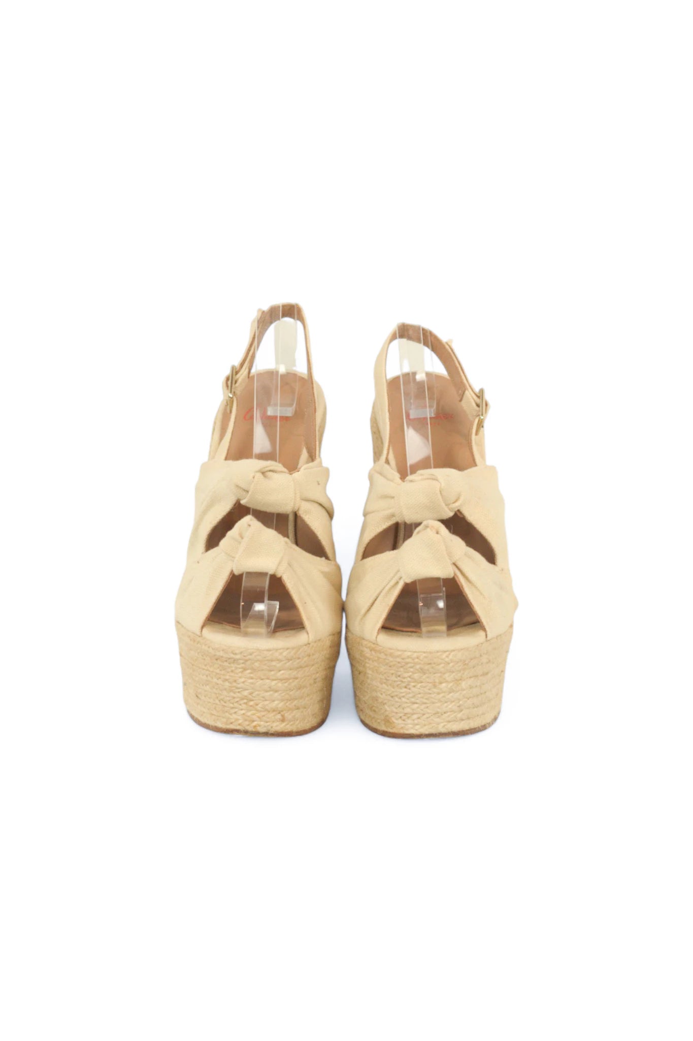 Cream Canvas Platform Espadrille Sandals