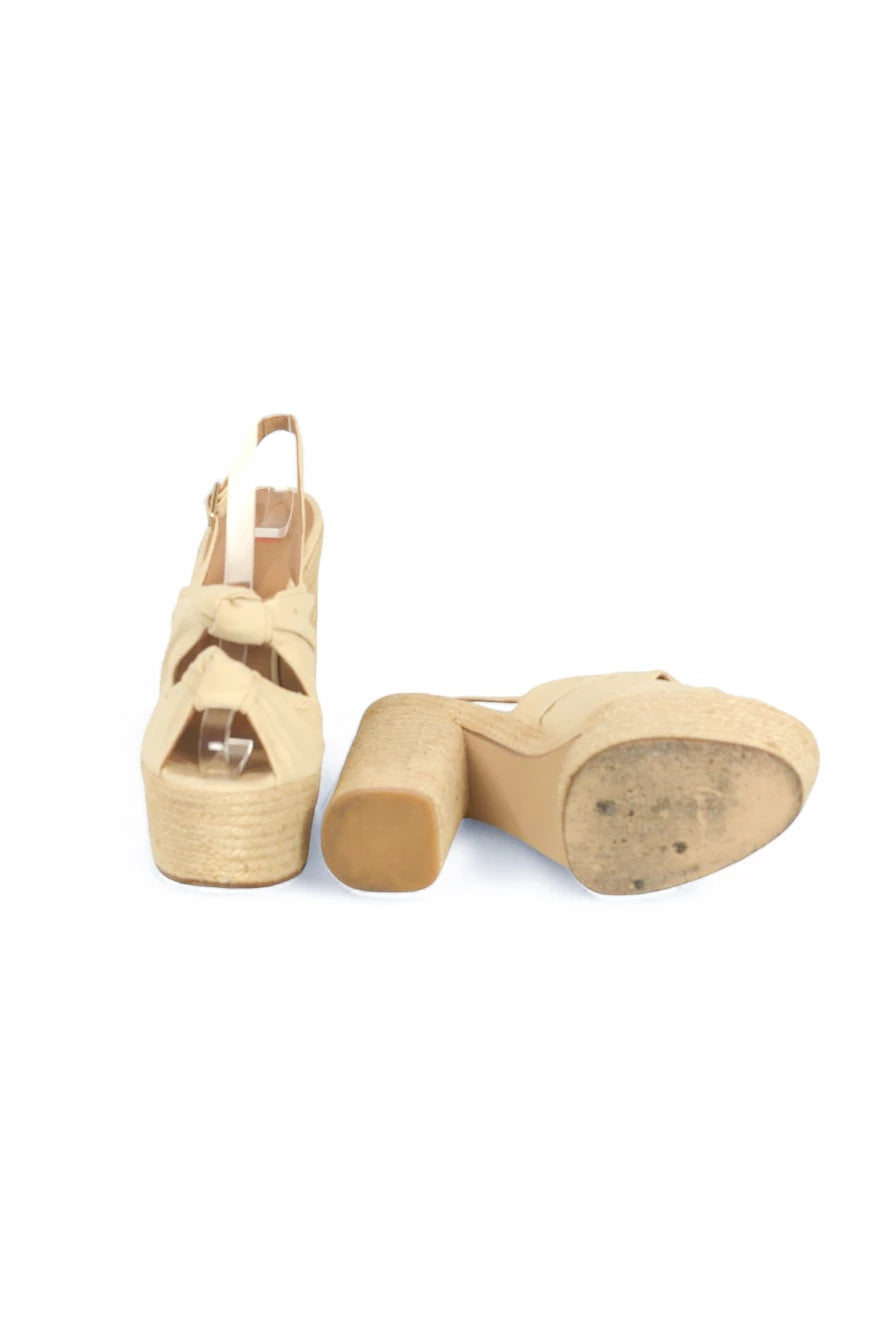 Cream Canvas Platform Espadrille Sandals