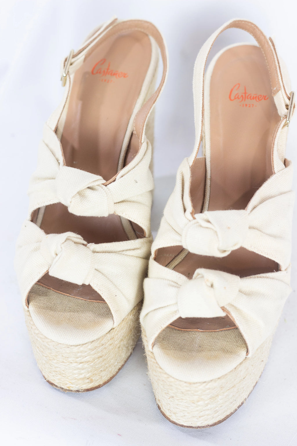 Cream Canvas Platform Espadrille Sandals