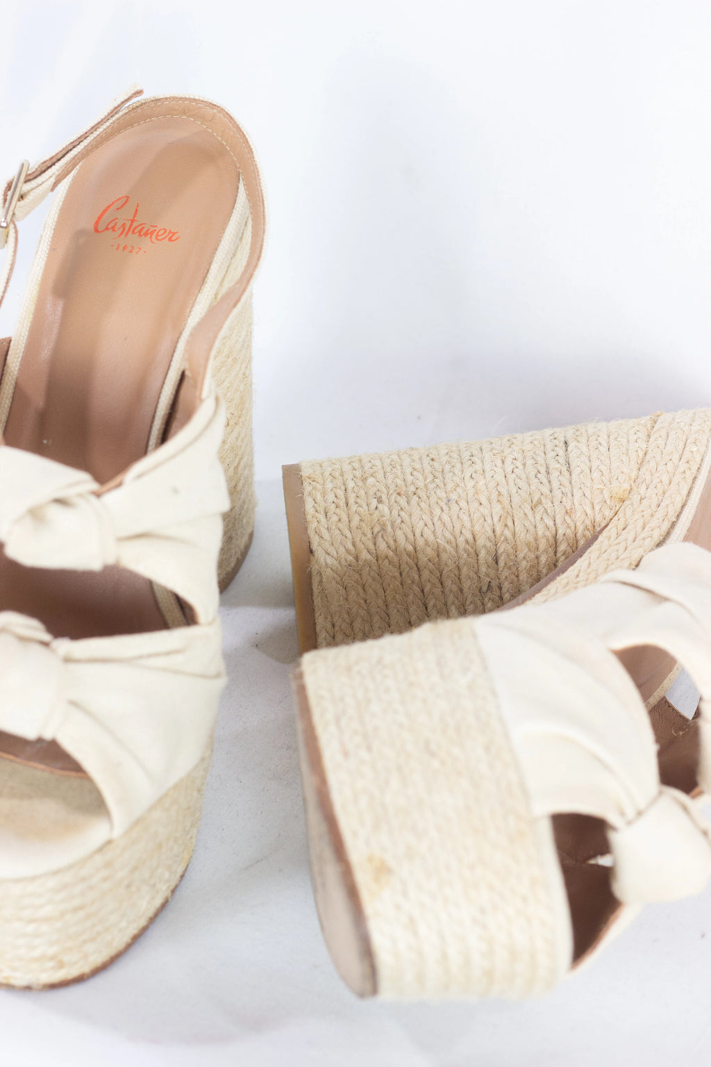 Cream Canvas Platform Espadrille Sandals