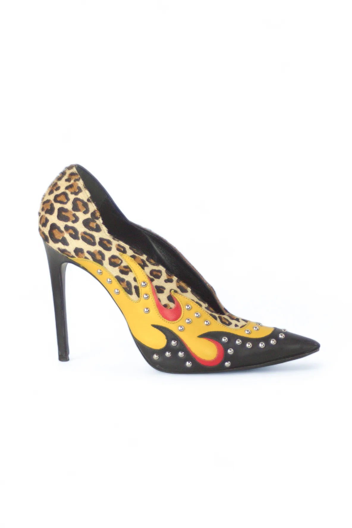 Flame and leopard print pumps
