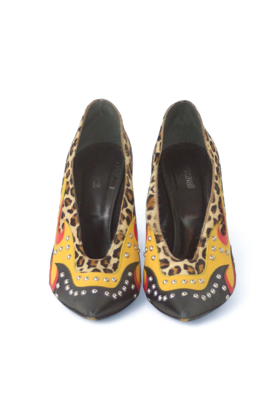 Flame and leopard print pumps