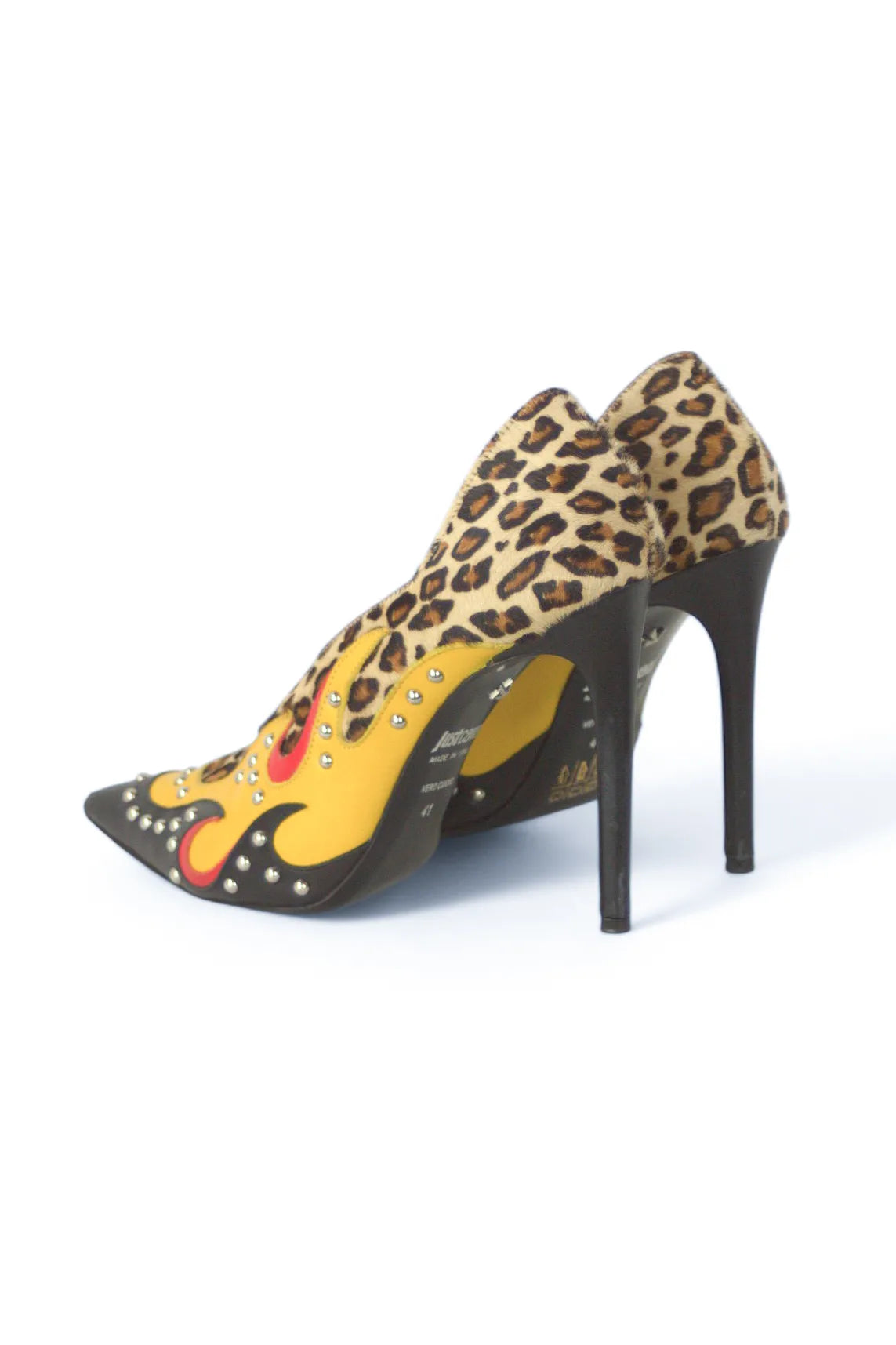 Flame and leopard print pumps