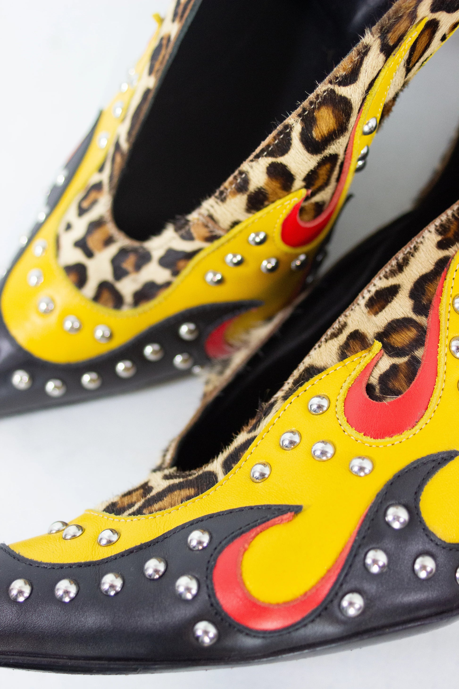 Flame and leopard print pumps