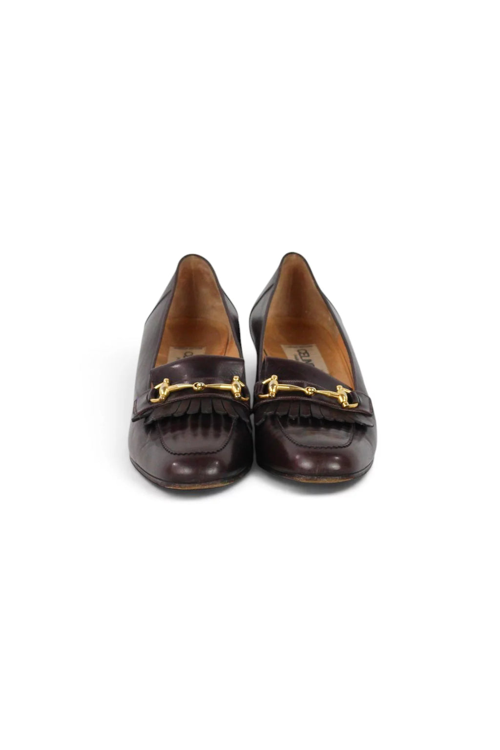 Leather Kiltie Loafer Heel in Brown