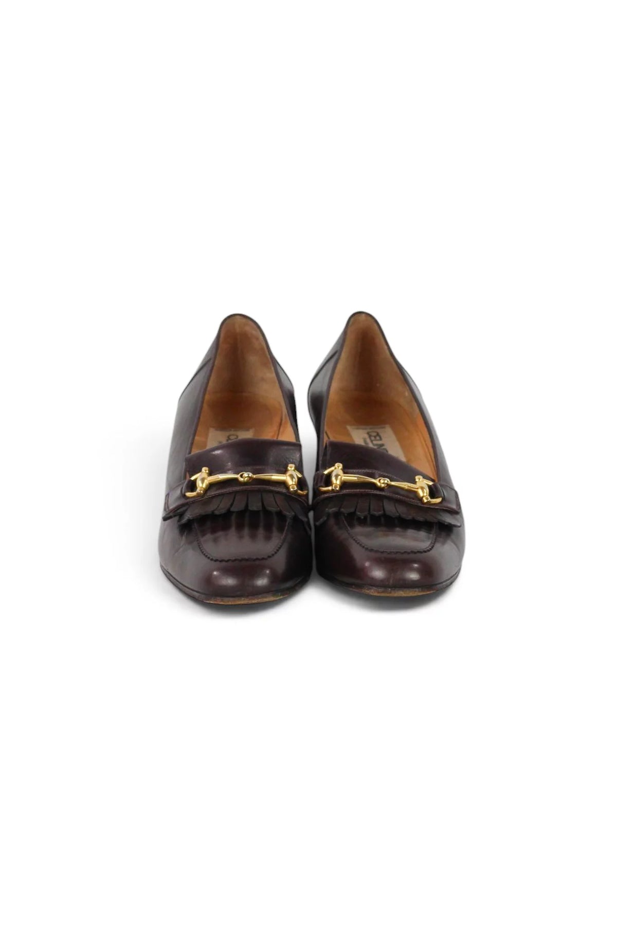 Leather Kiltie Loafer Heel in Brown