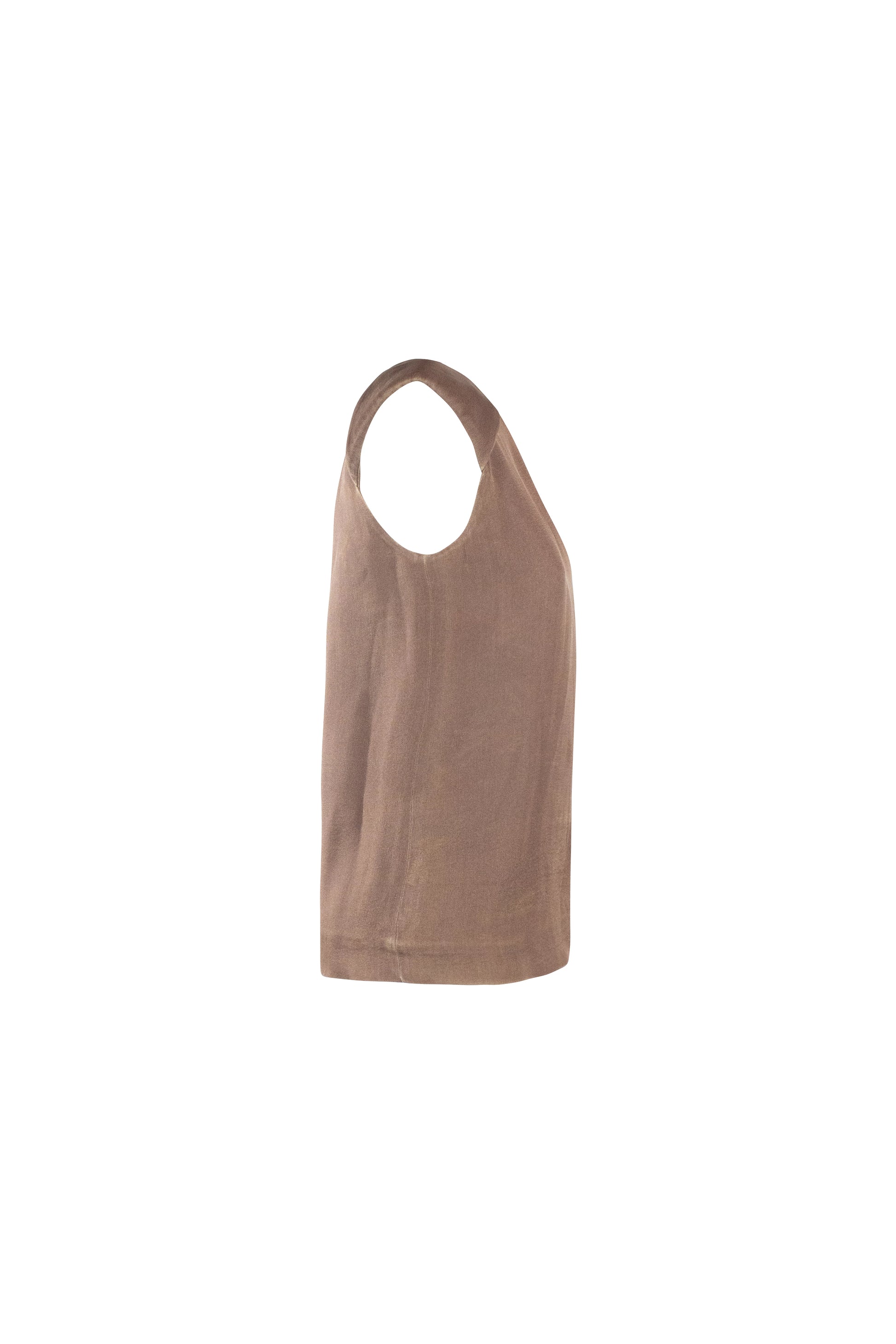Sleeveless Light-Wash Silk Blouse