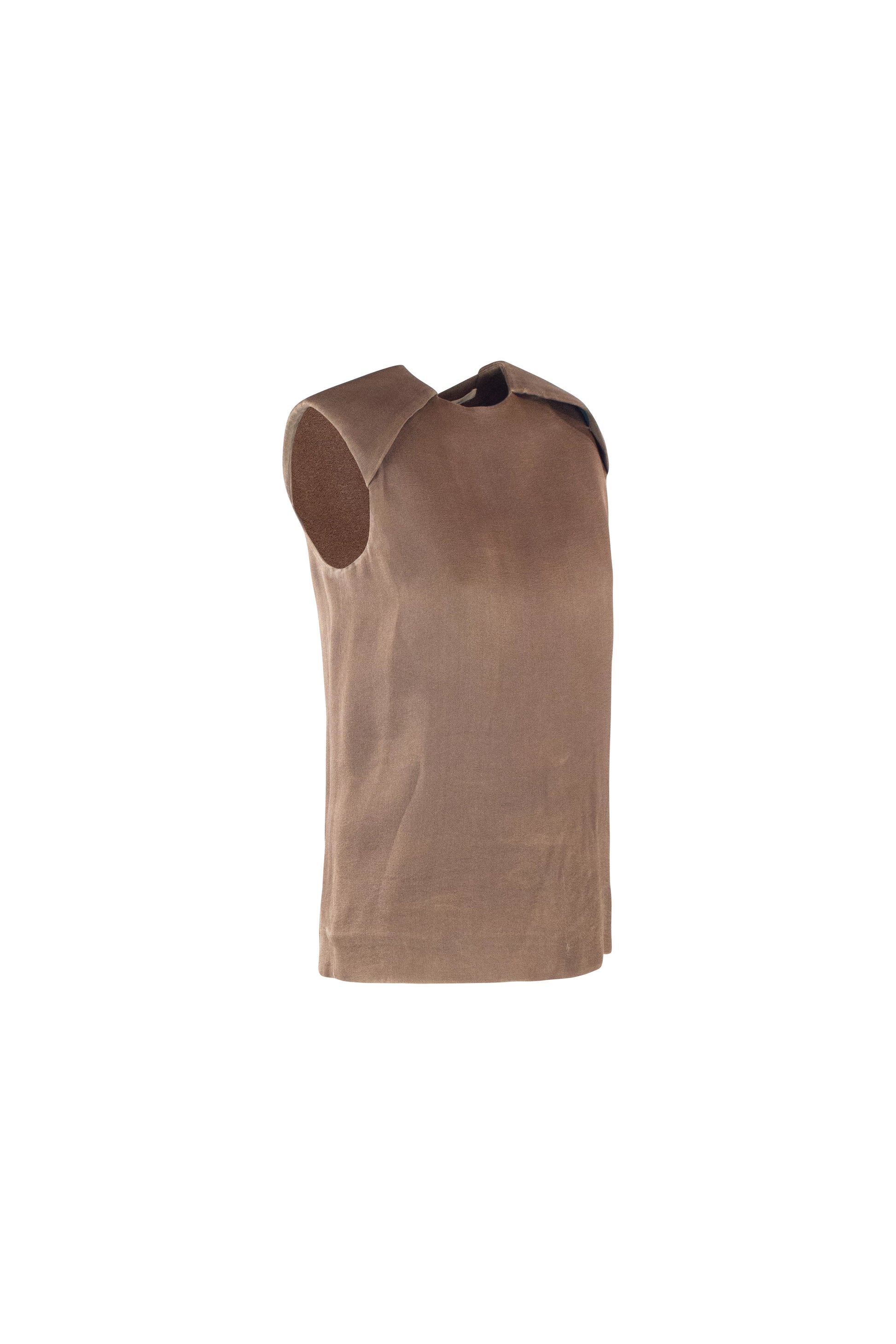 Sleeveless Light-Wash Silk Blouse