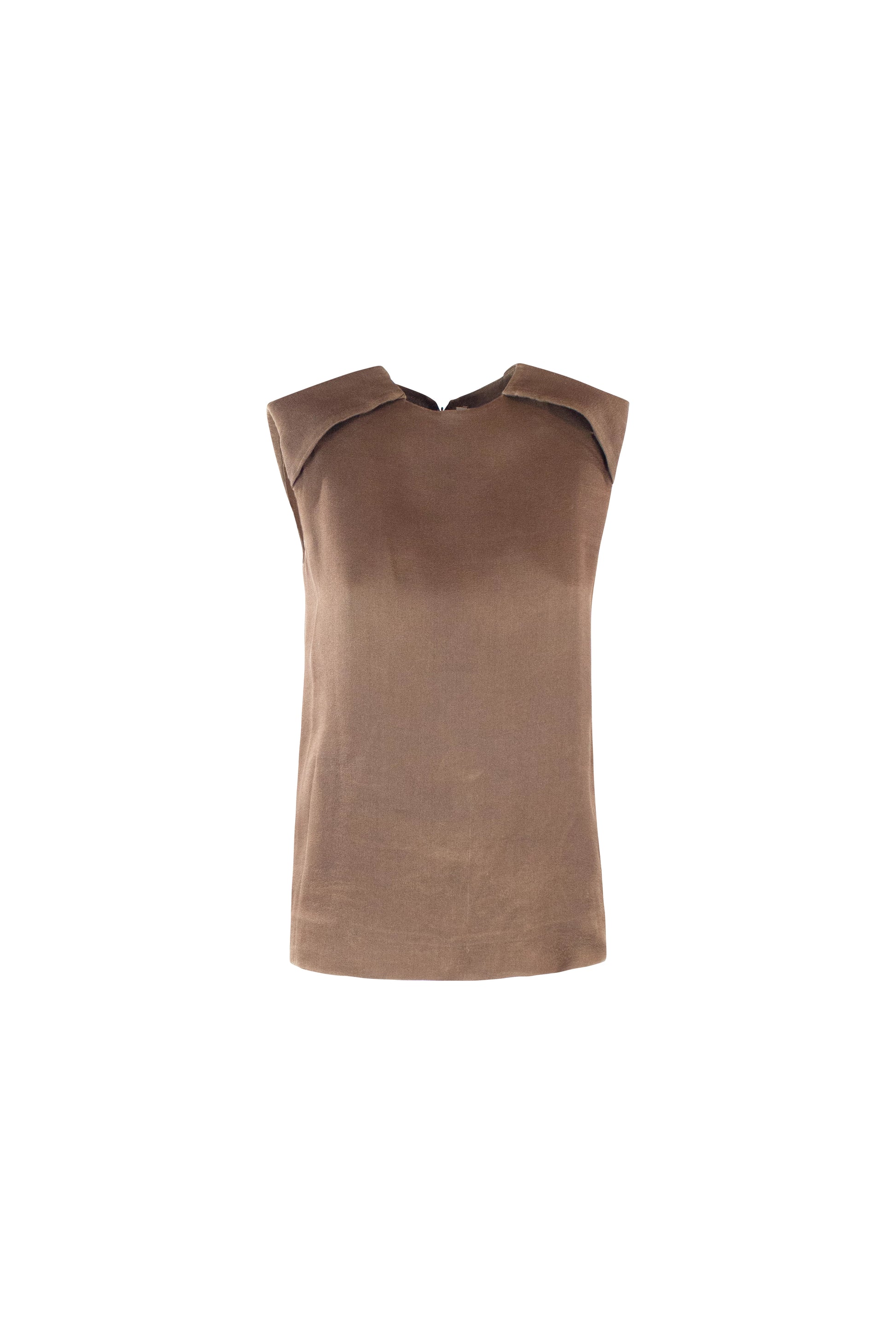 Sleeveless Light-Wash Silk Blouse