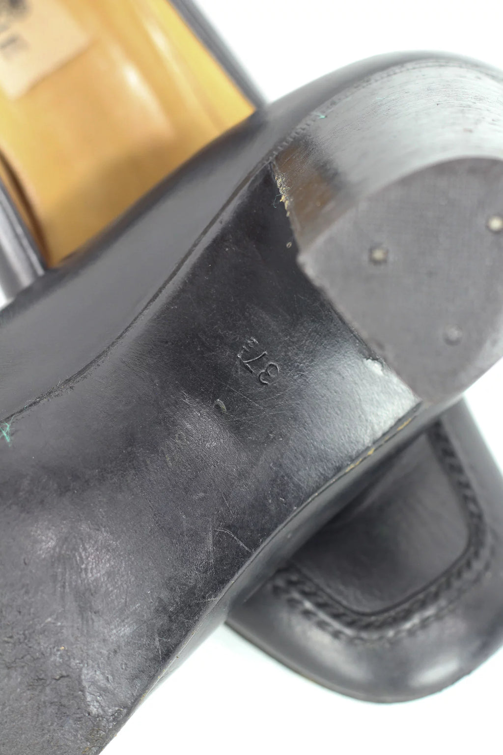 Black Leather Horsebit Loafer Heels