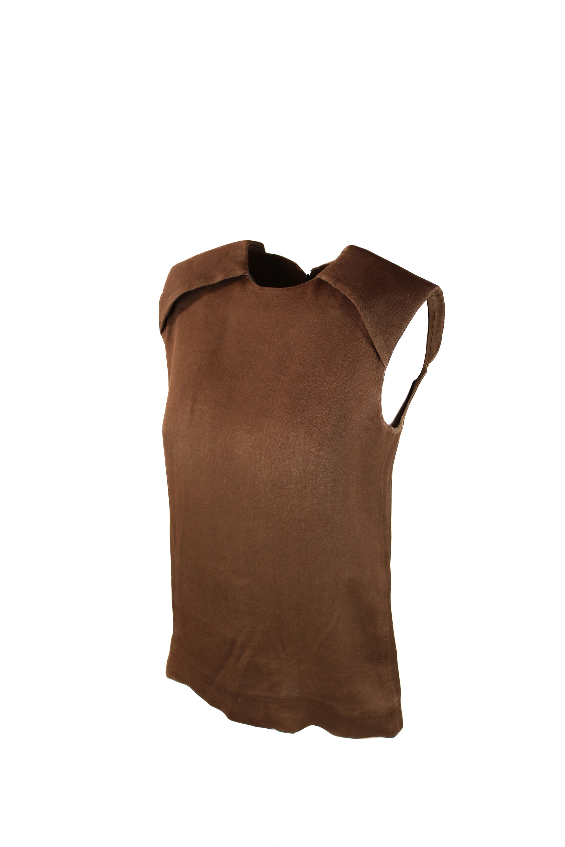 Sleeveless Light-Wash Silk Blouse