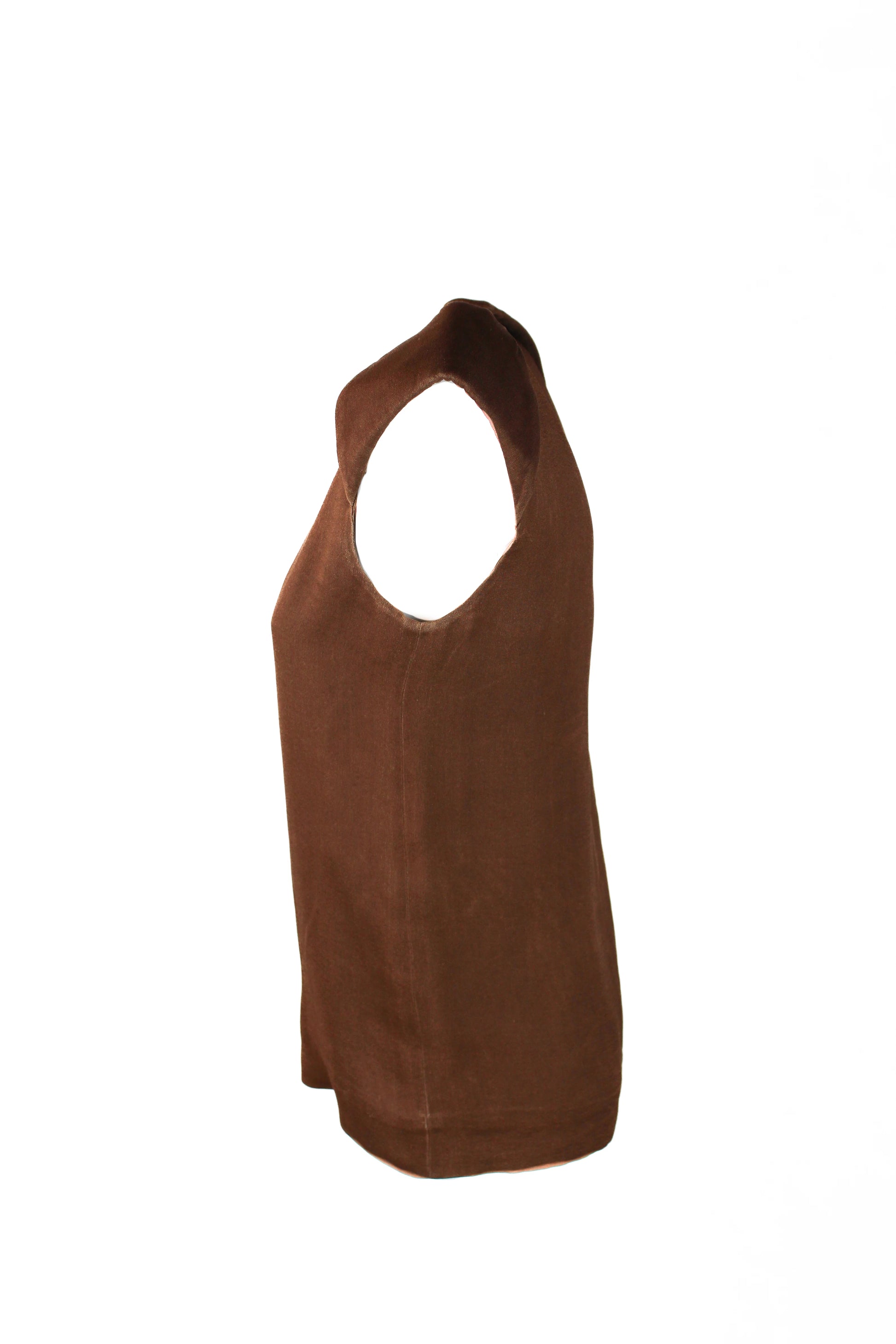 Sleeveless Light-Wash Silk Blouse