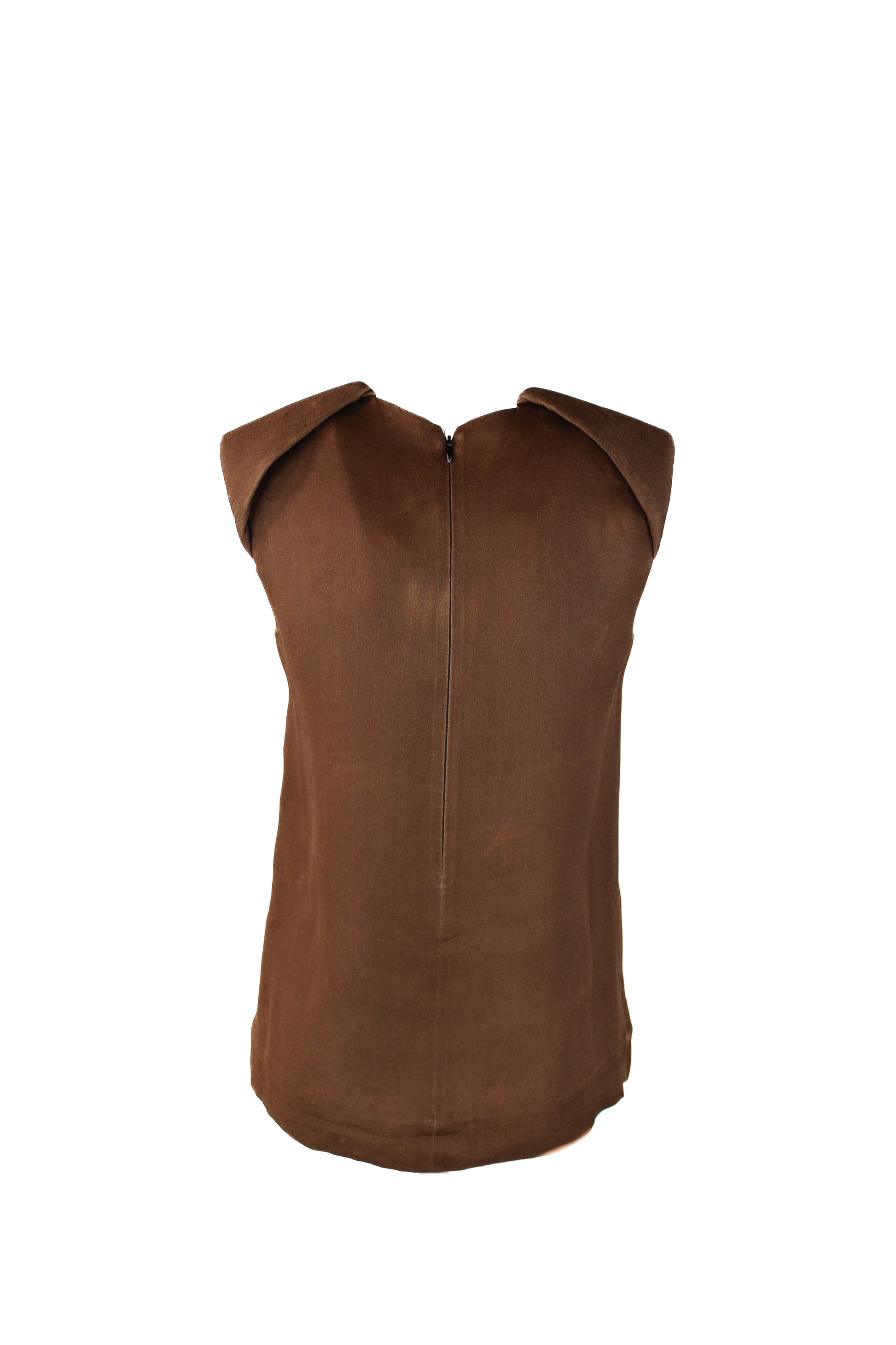 Sleeveless Light-Wash Silk Blouse