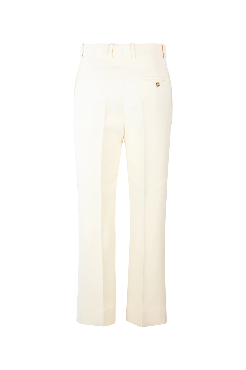 Ecru Wool-Silk Straight Fit Trousers