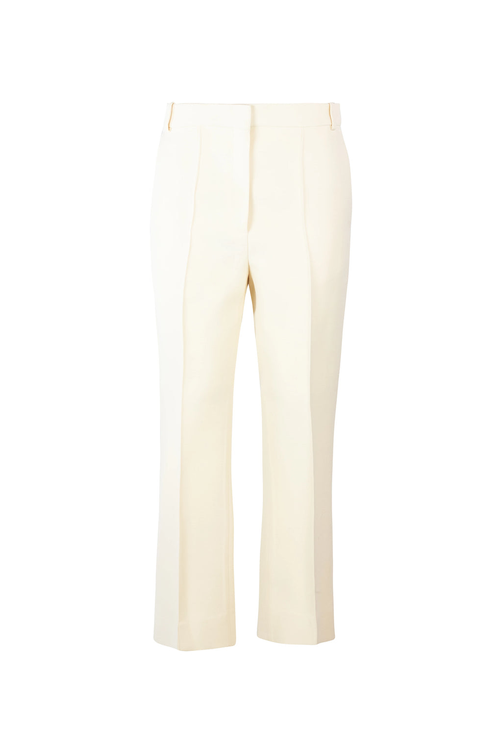 Ecru Wool-Silk Straight Fit Trousers