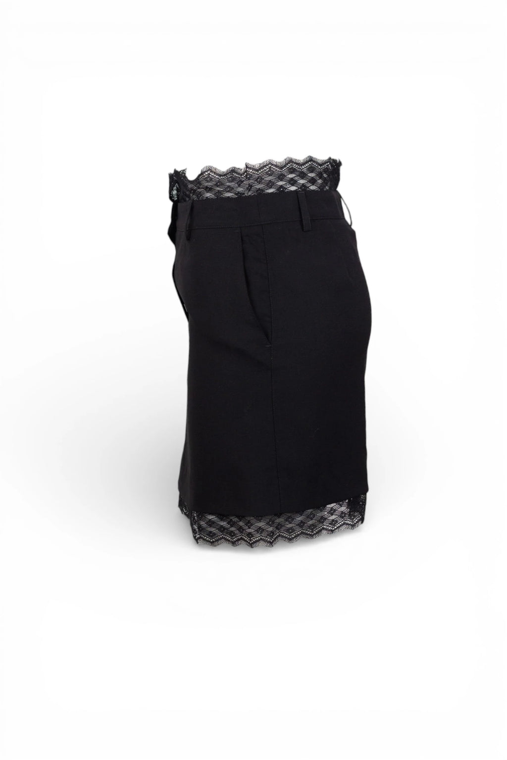 Black Mini Skirt with Lace Trim