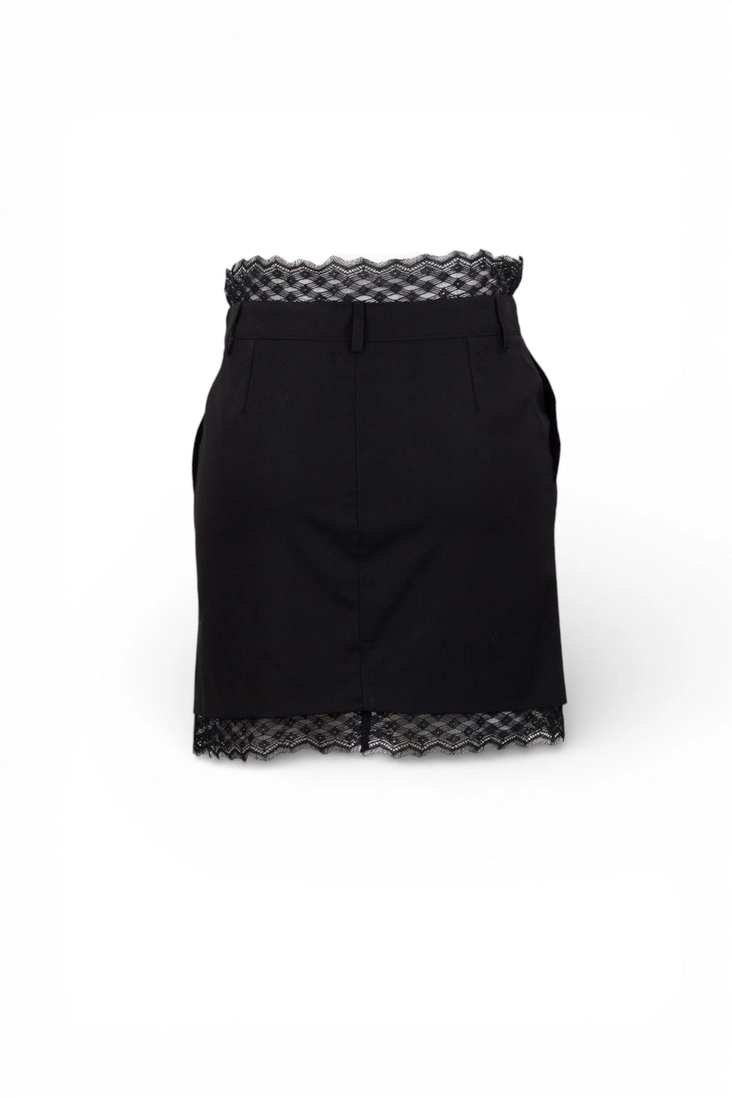 Black Mini Skirt with Lace Trim