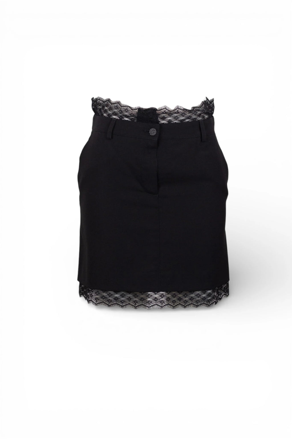 Black Mini Skirt with Lace Trim