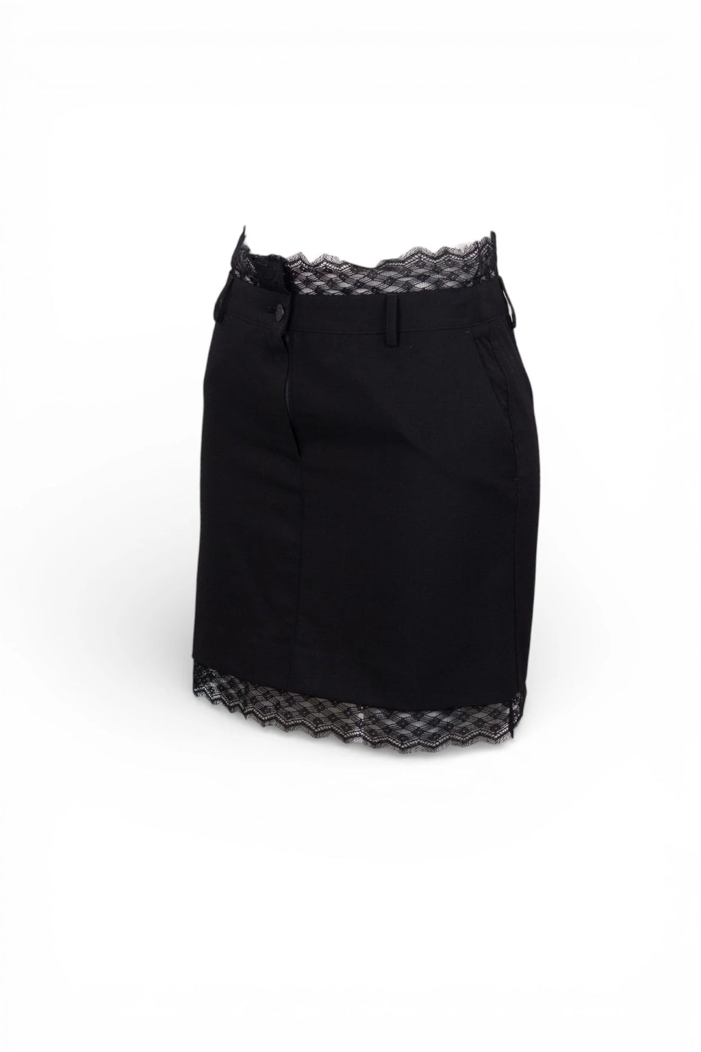 Black Mini Skirt with Lace Trim