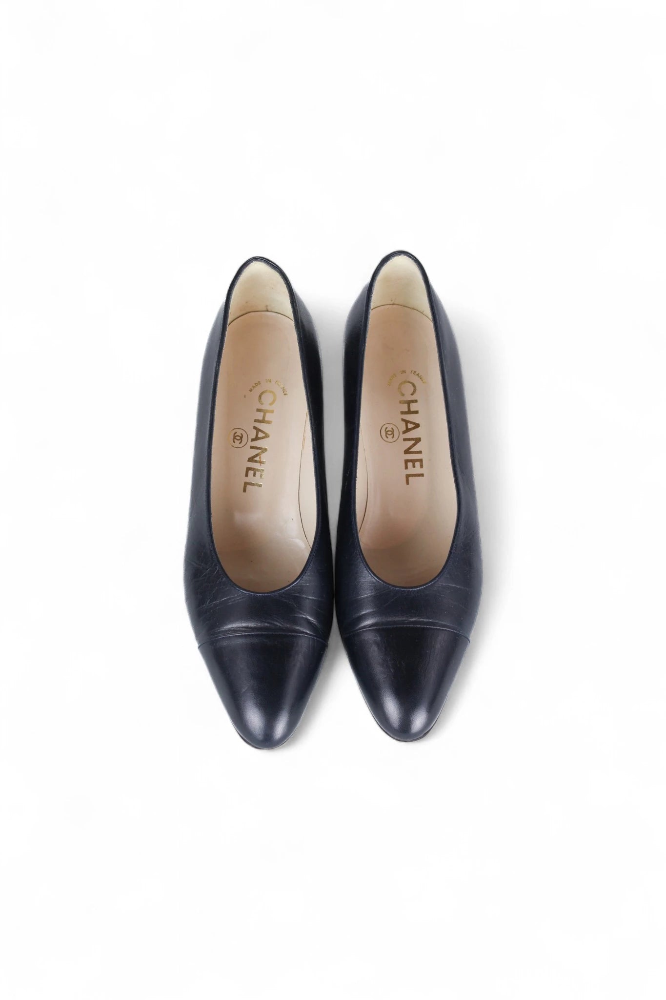 Vintage Navy Leather Pumps