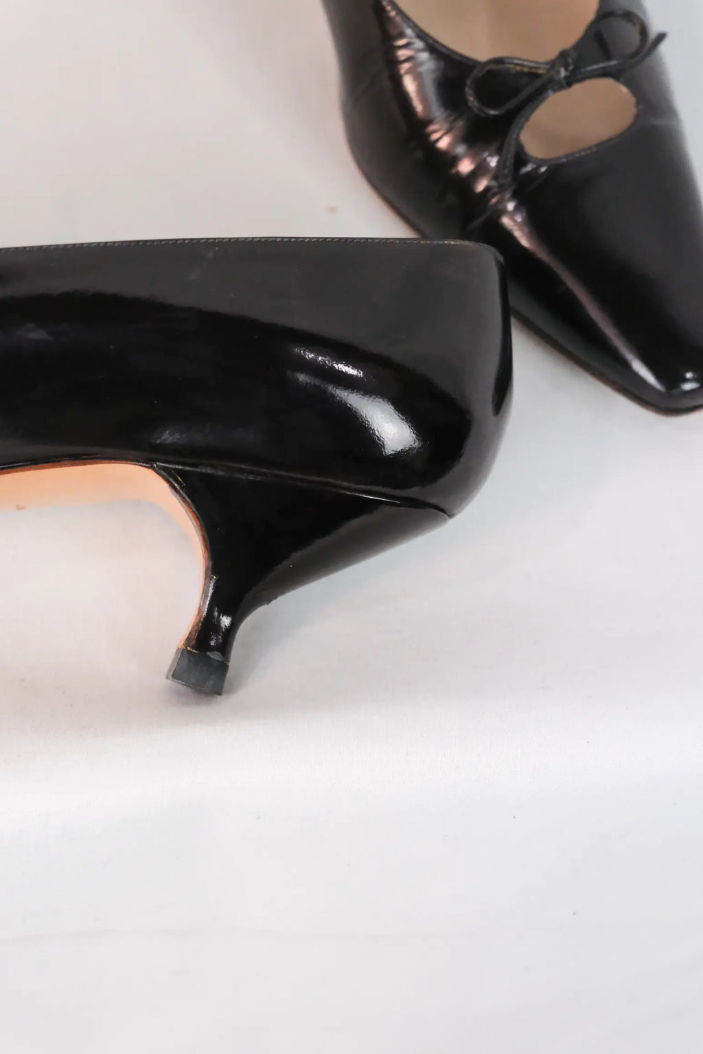 Black Patent Leather Kitten Heel Pumps