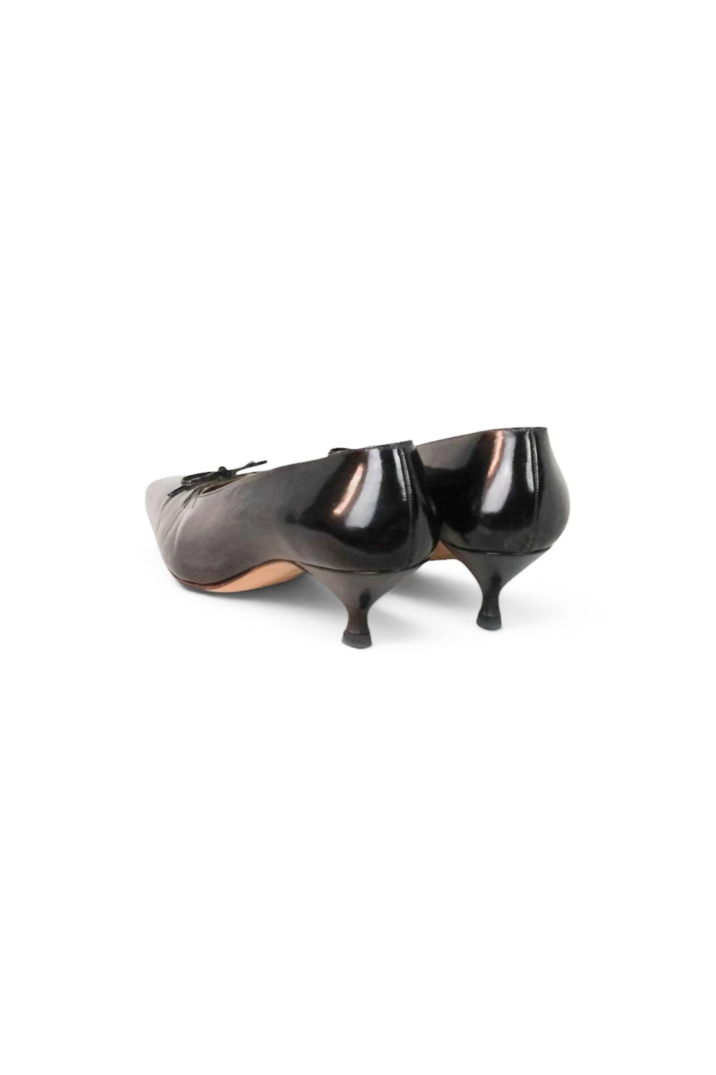 Black Patent Leather Kitten Heel Pumps