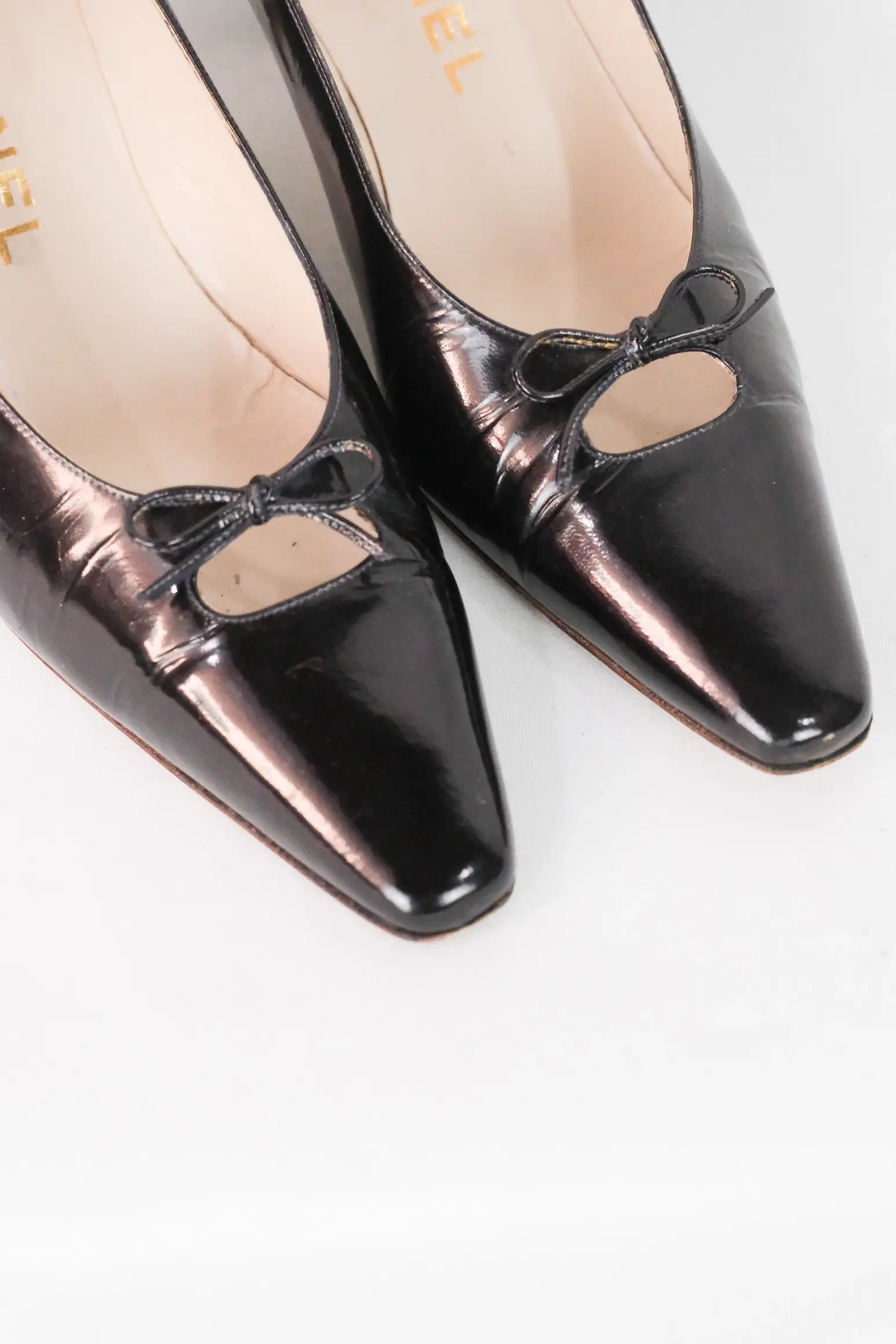 Black Patent Leather Kitten Heel Pumps
