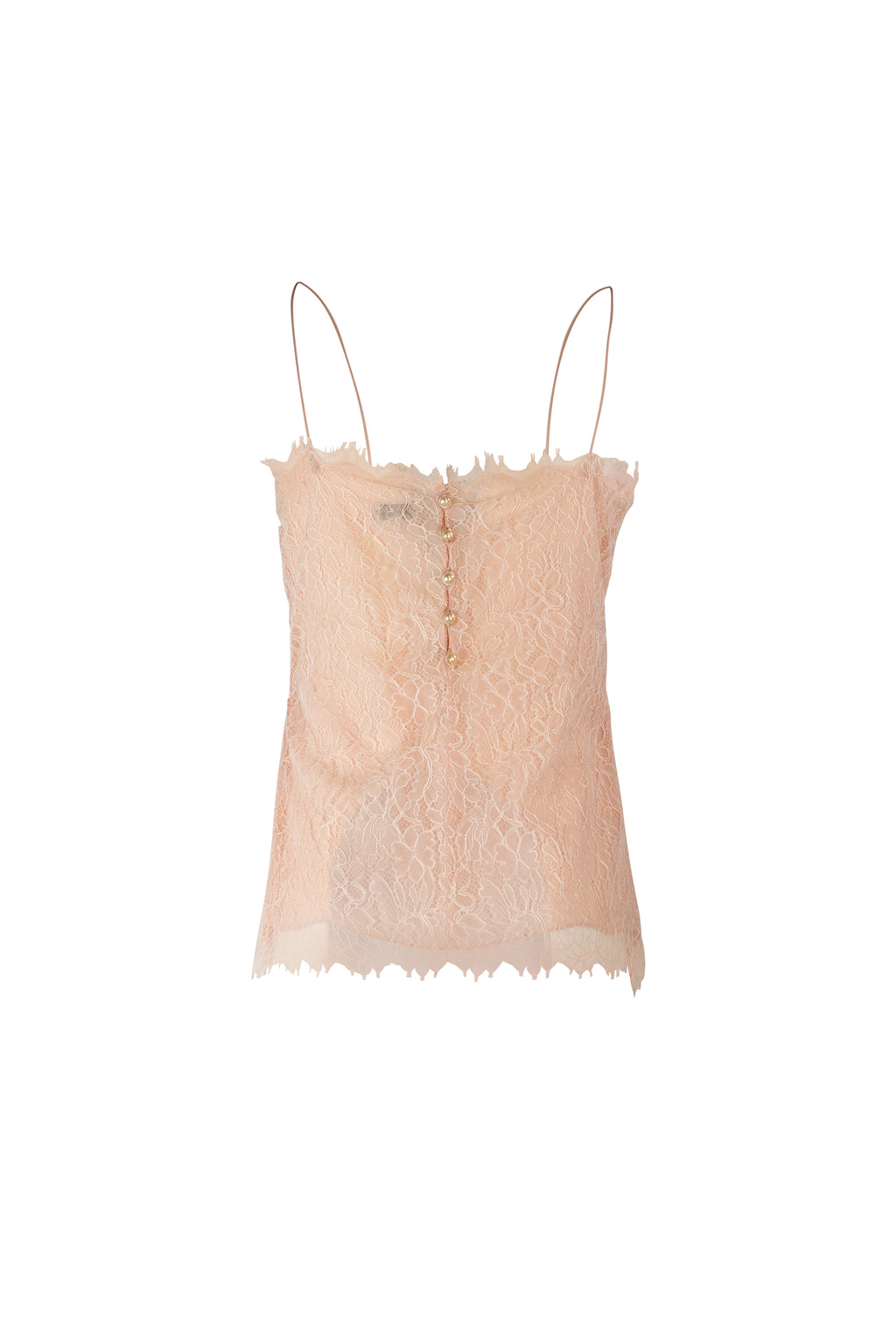Pink Silk Lace Top with Spaghetti Straps