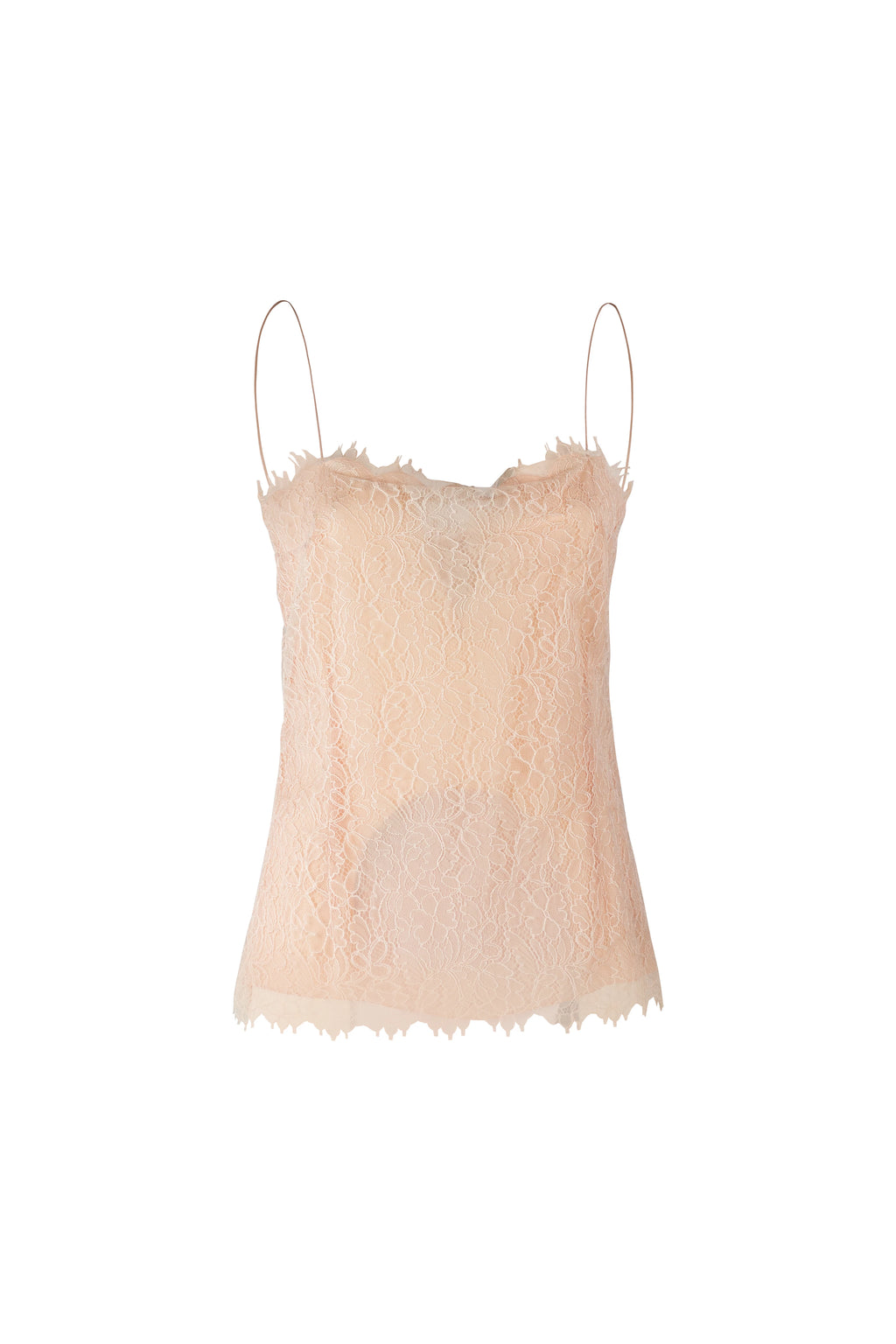 Pink Silk Lace Top with Spaghetti Straps