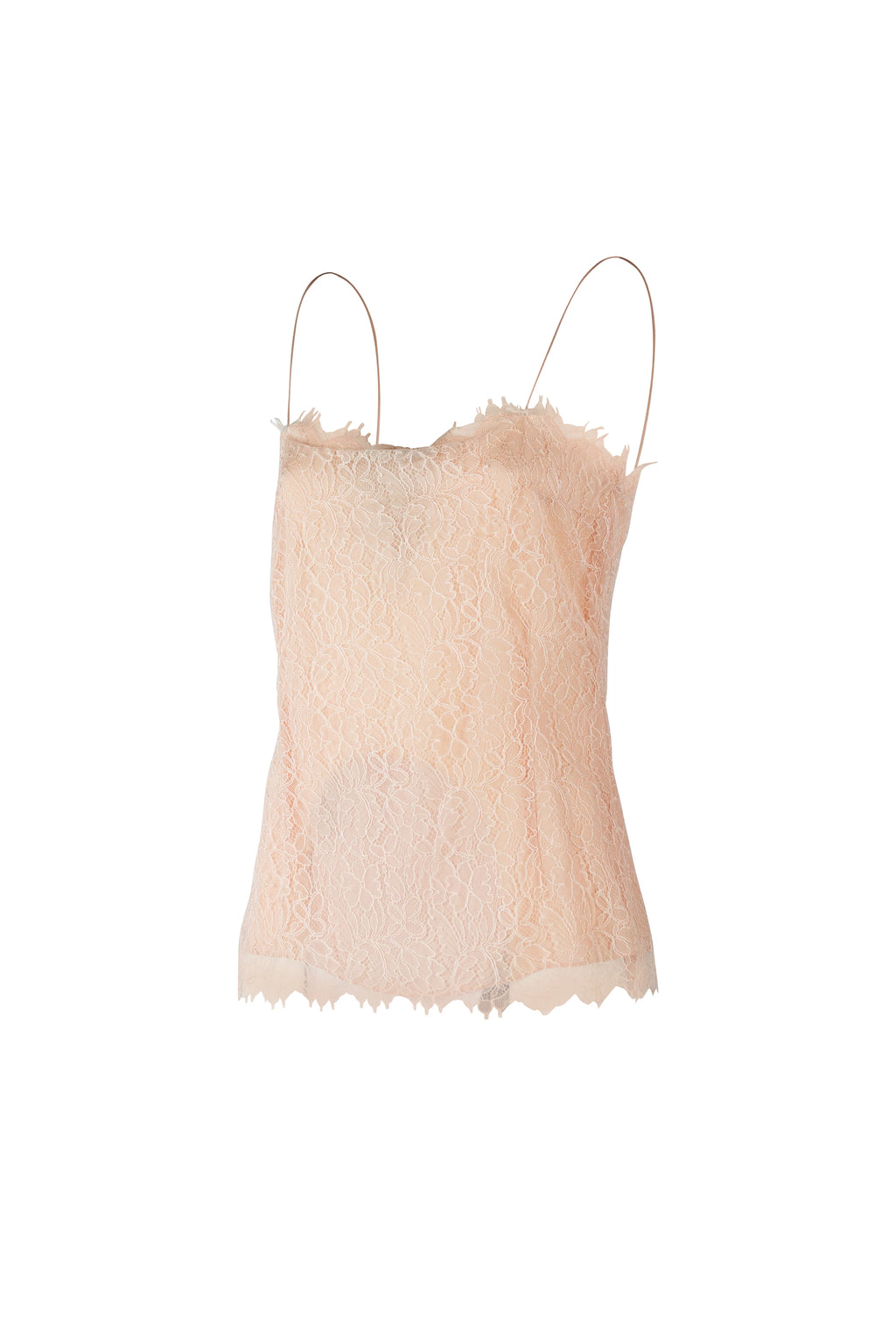 Pink Silk Lace Top with Spaghetti Straps