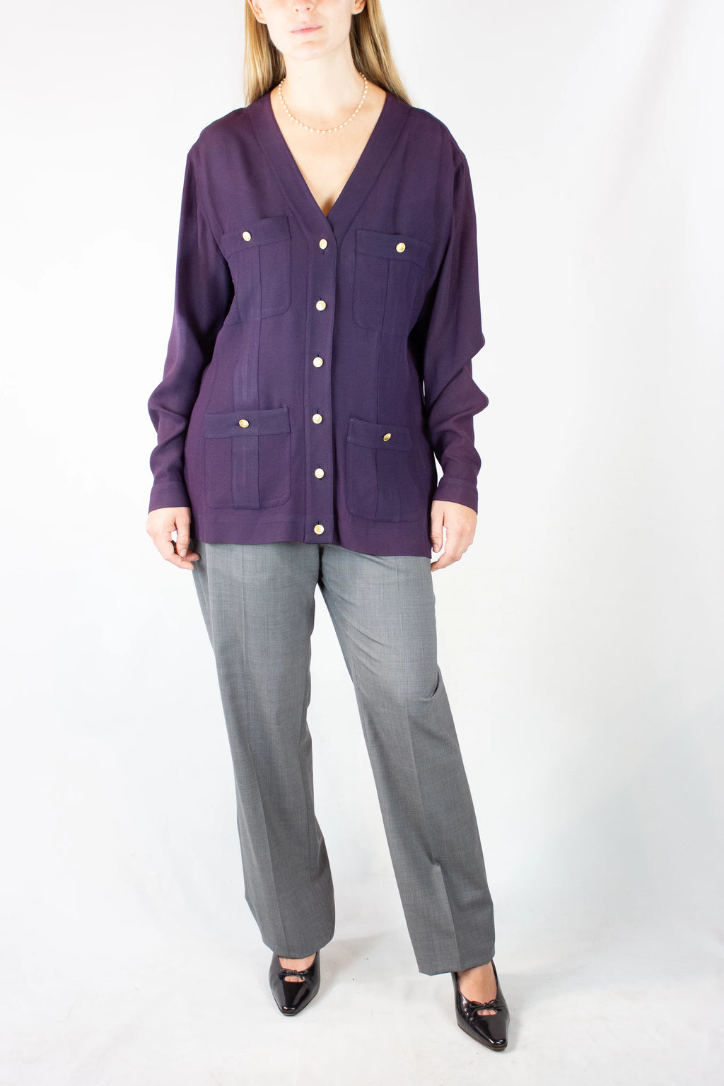 Vintage Purple Silk Blouse