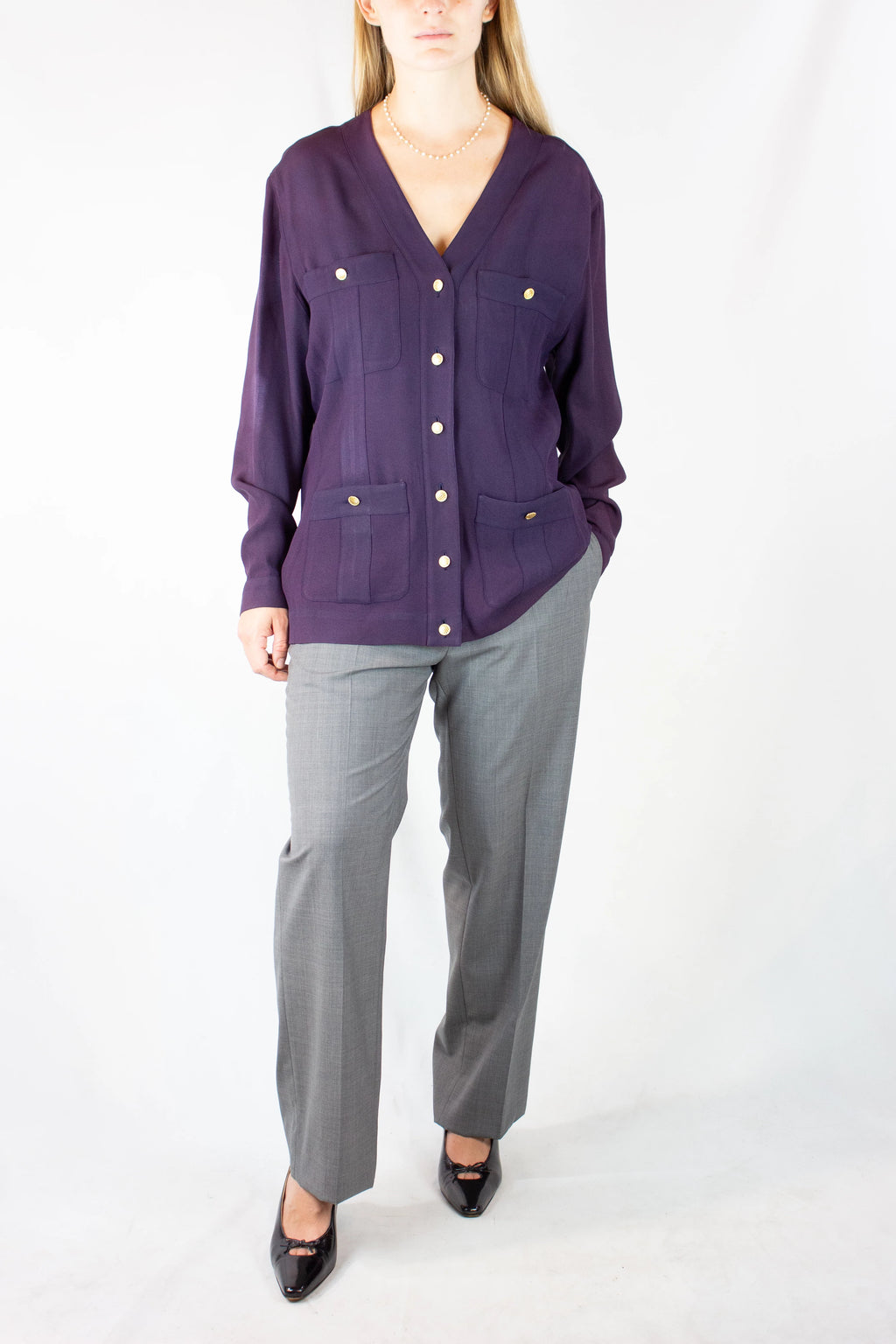 Vintage Purple Silk Blouse