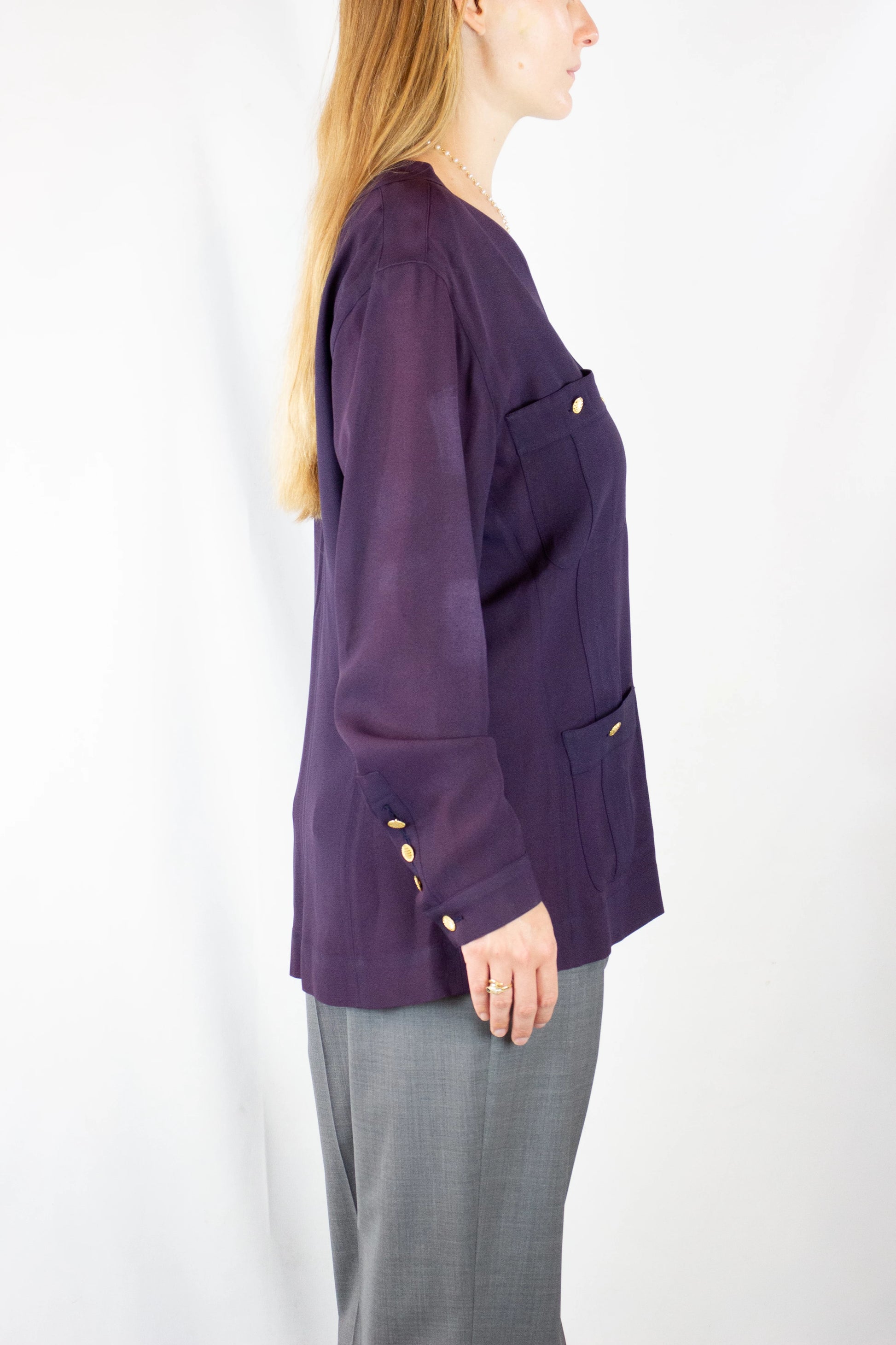 Camicetta vintage in seta viola