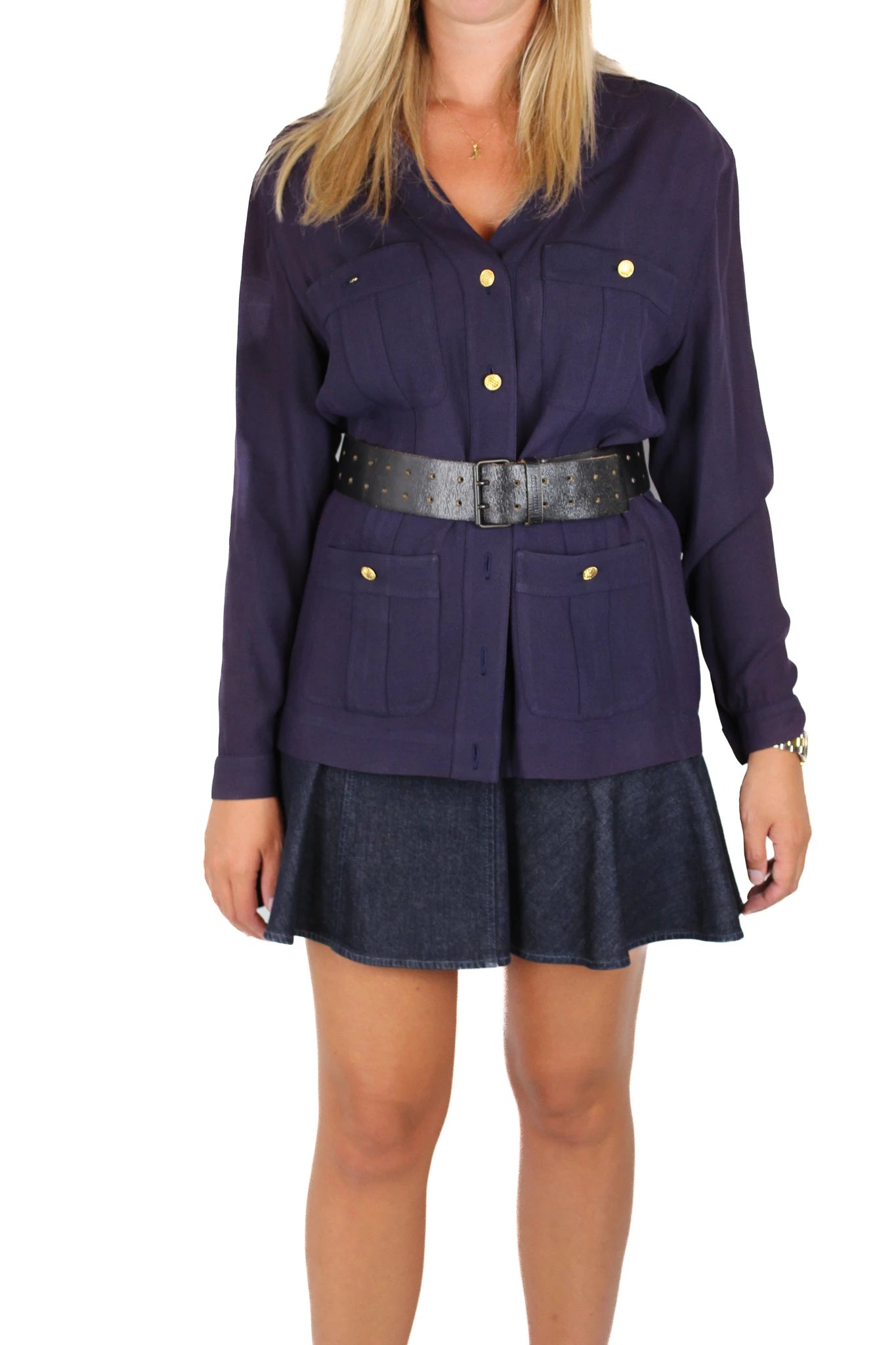 Vintage Purple Silk Blouse