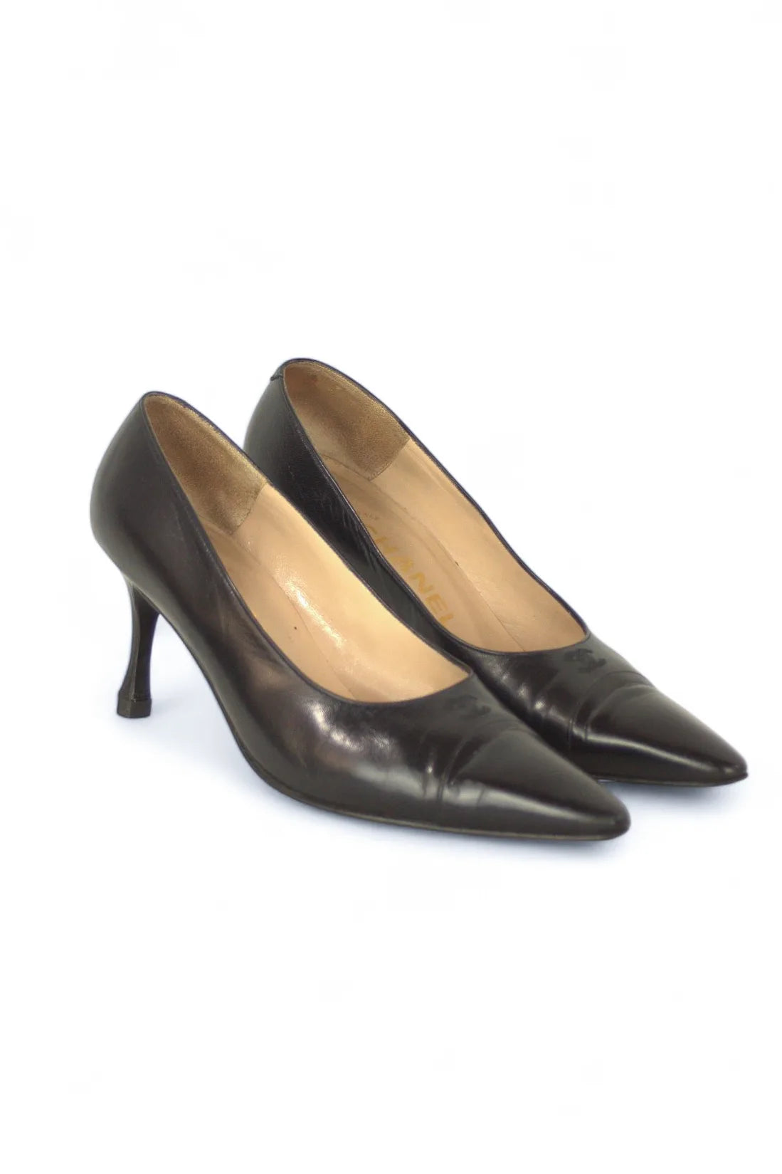 Black logo pumps