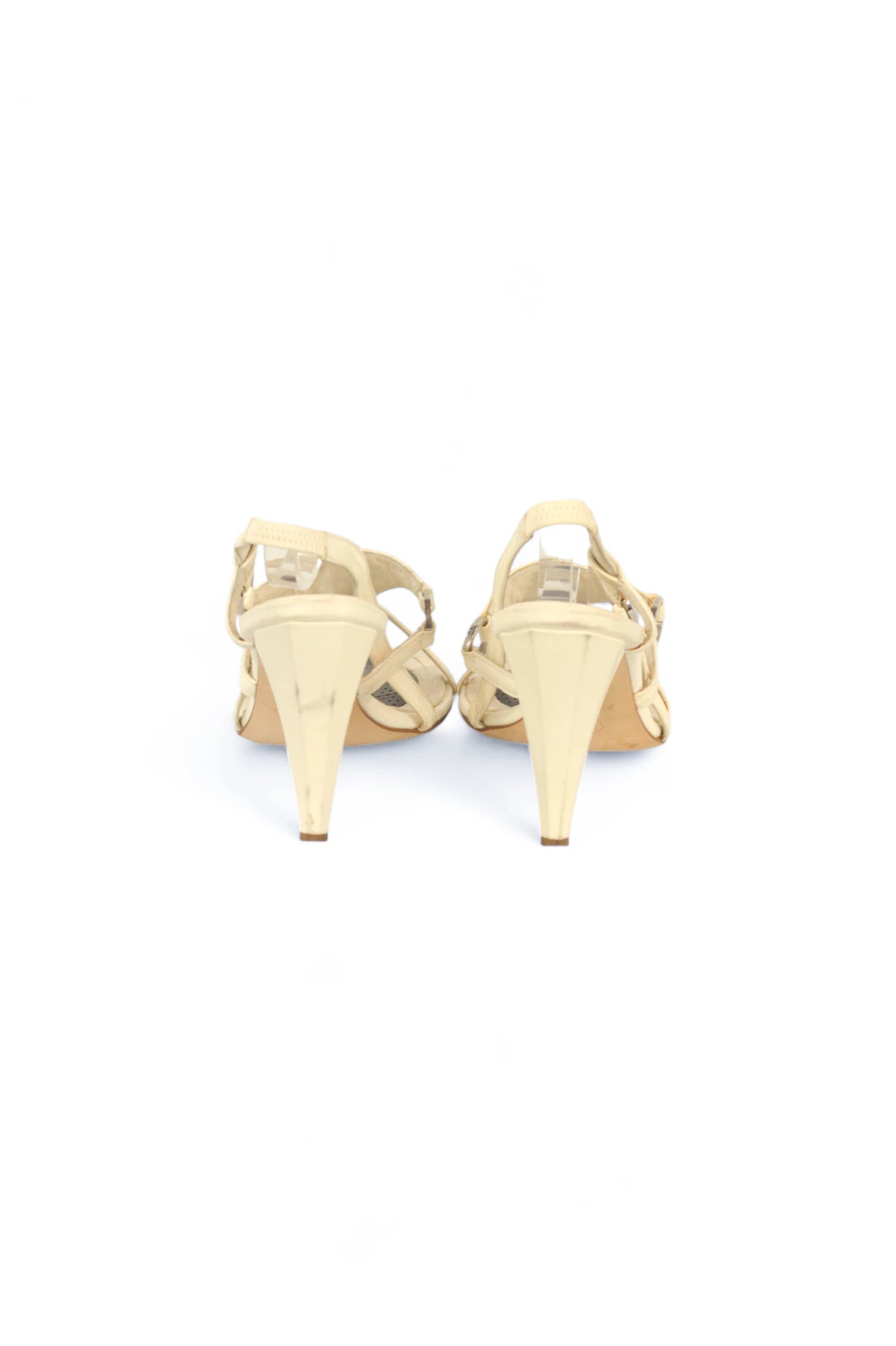 Sandals with Hexagonal Heel and Studded Logo Detail